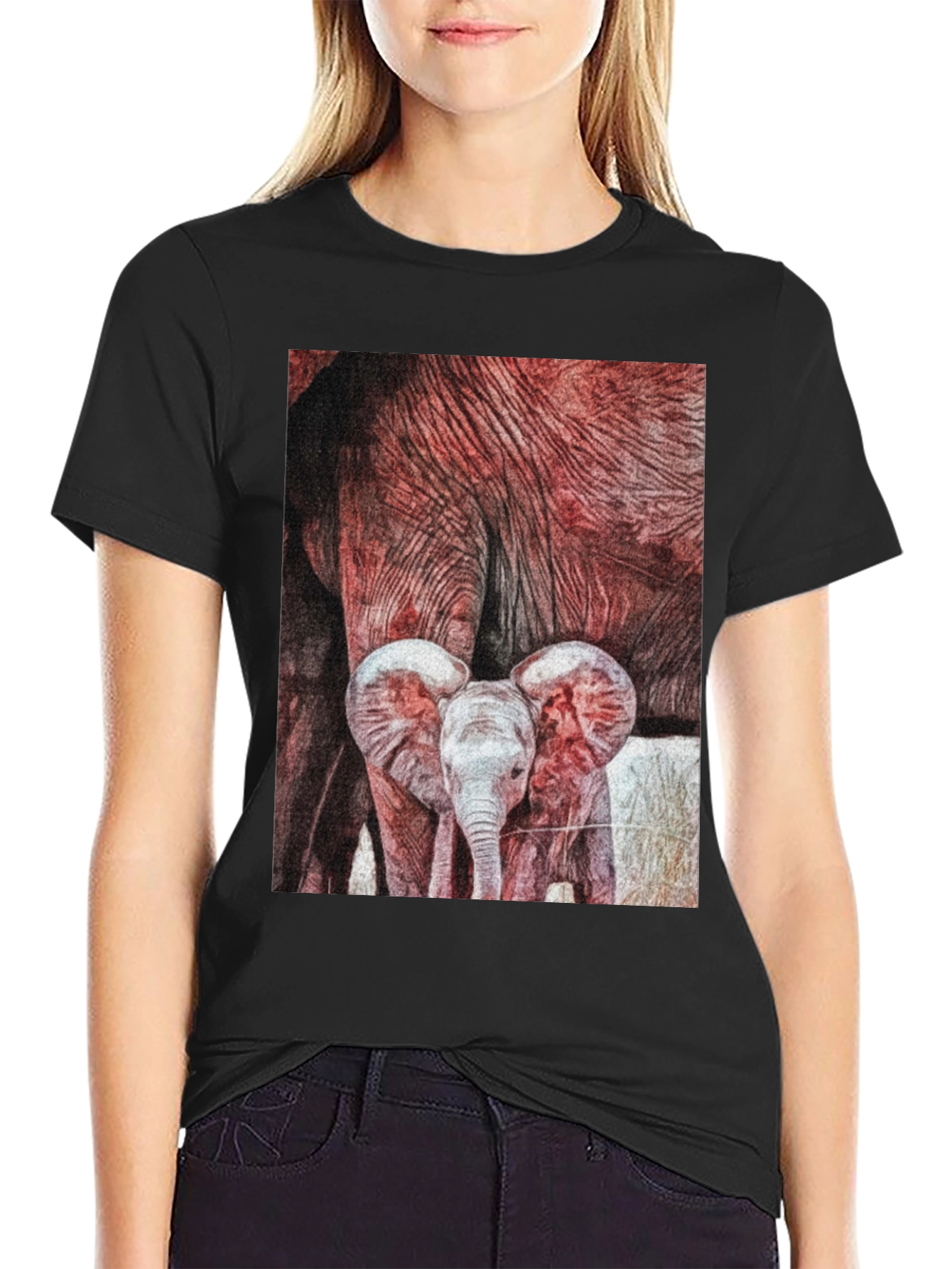 Black Elephant Family Graphic Tee view 2