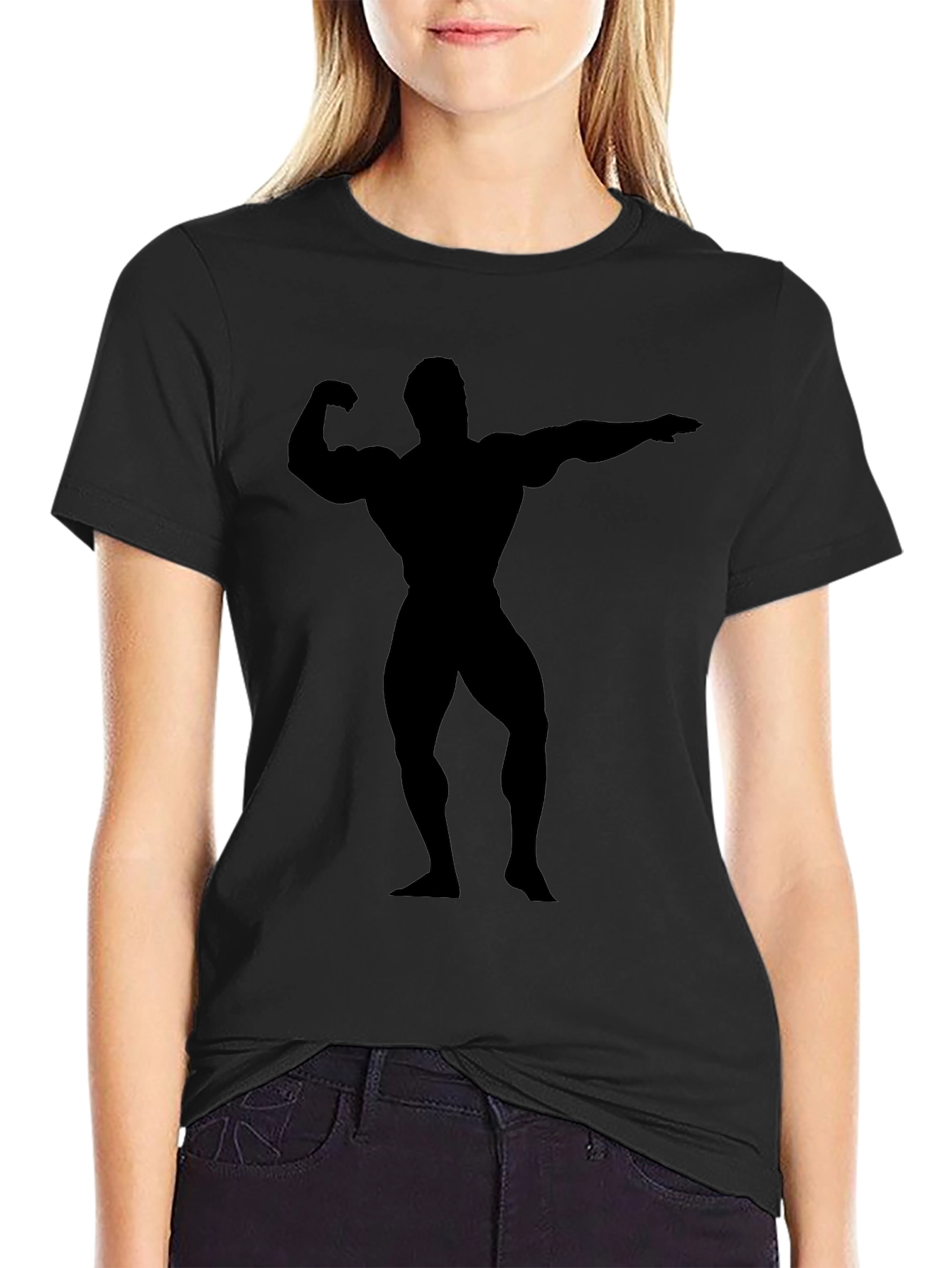Black Black Bodybuilder Silhouette T-Shirt view 2