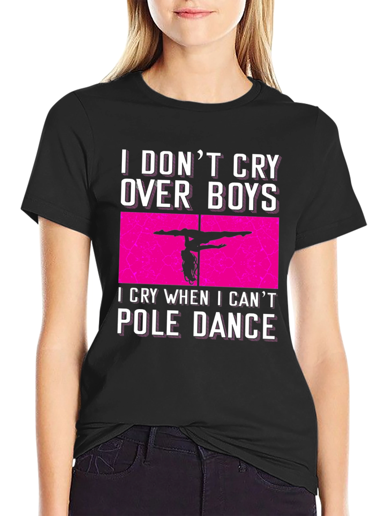 Black Pole Dance Graphic Tee - I Don't Cry Over Boys T-Shirt view 2