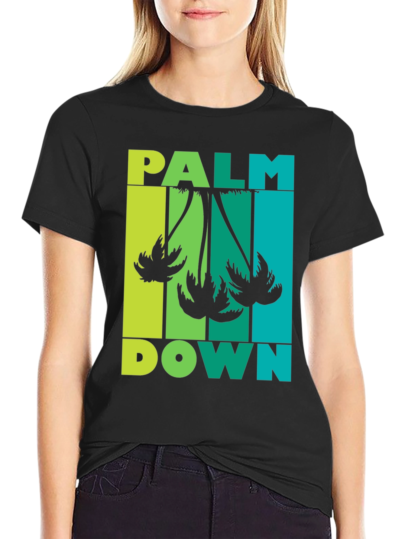 Black Palm Down Graphic Tee - Tropical Vibes view 2