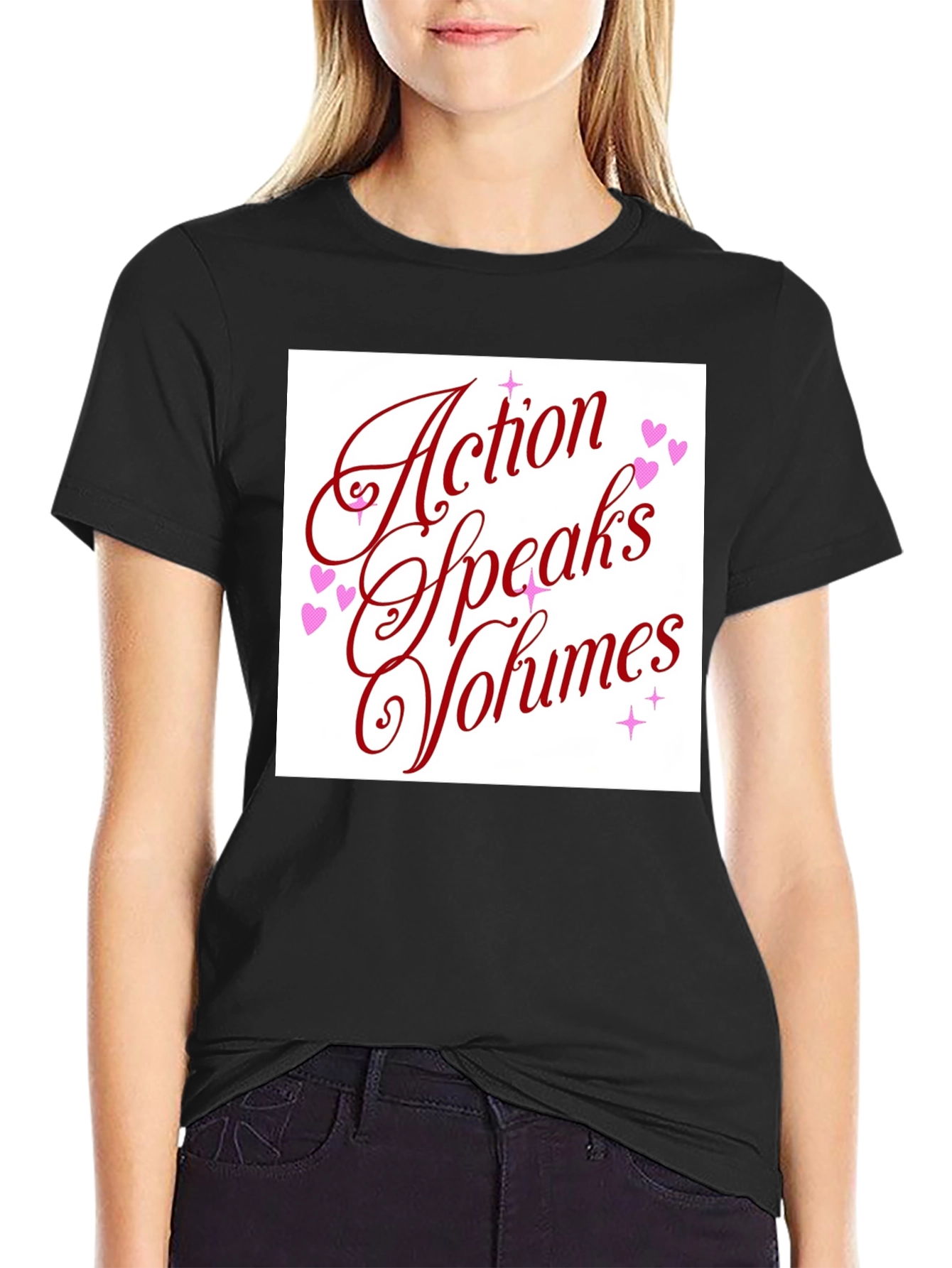 Black Action Speaks Volumes Graphic Tee - Unisex view 2