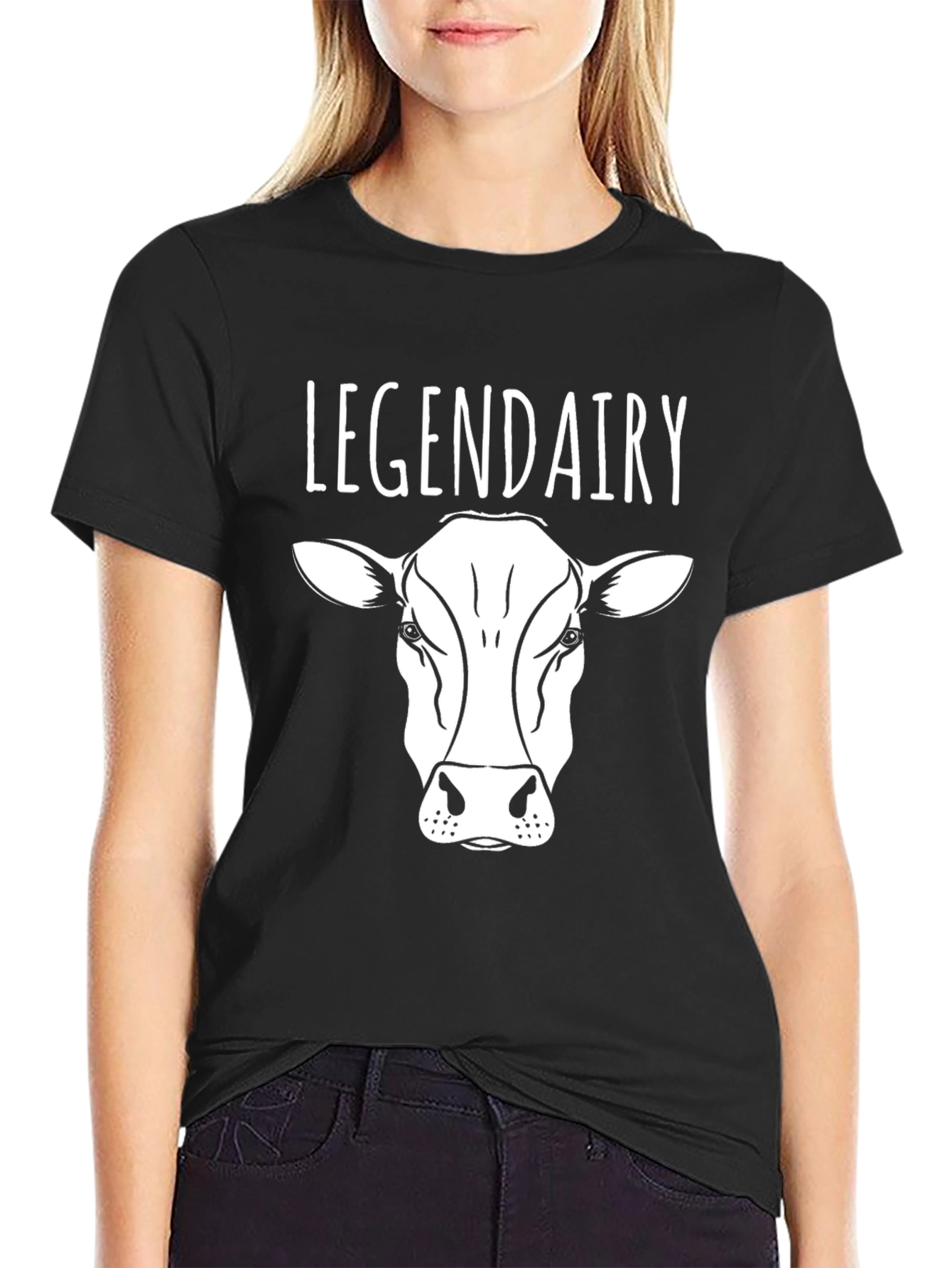 Black Legendairy Cow Graphic Black T-Shirt view 2