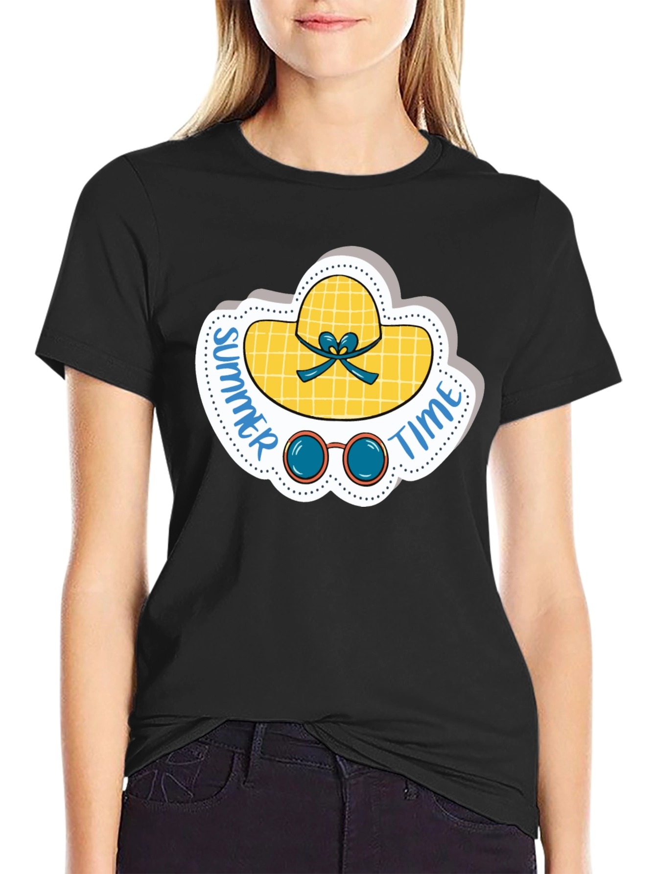 Black Summer Time Graphic Tee - Black Cotton Shirt view 2