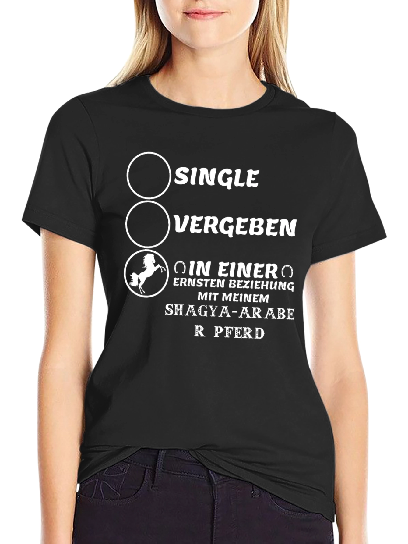 Black Funny Horse Lover T-Shirt - Relationship Status Apparel view 2
