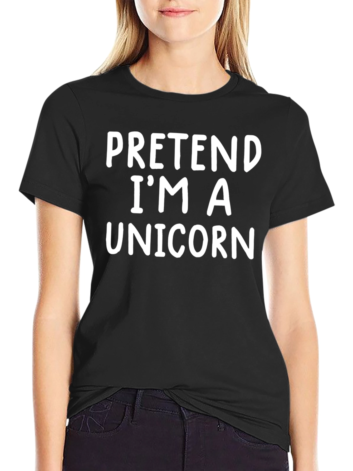 Black Pretend I'm A Unicorn T-Shirt Funny Costume Tee view 2
