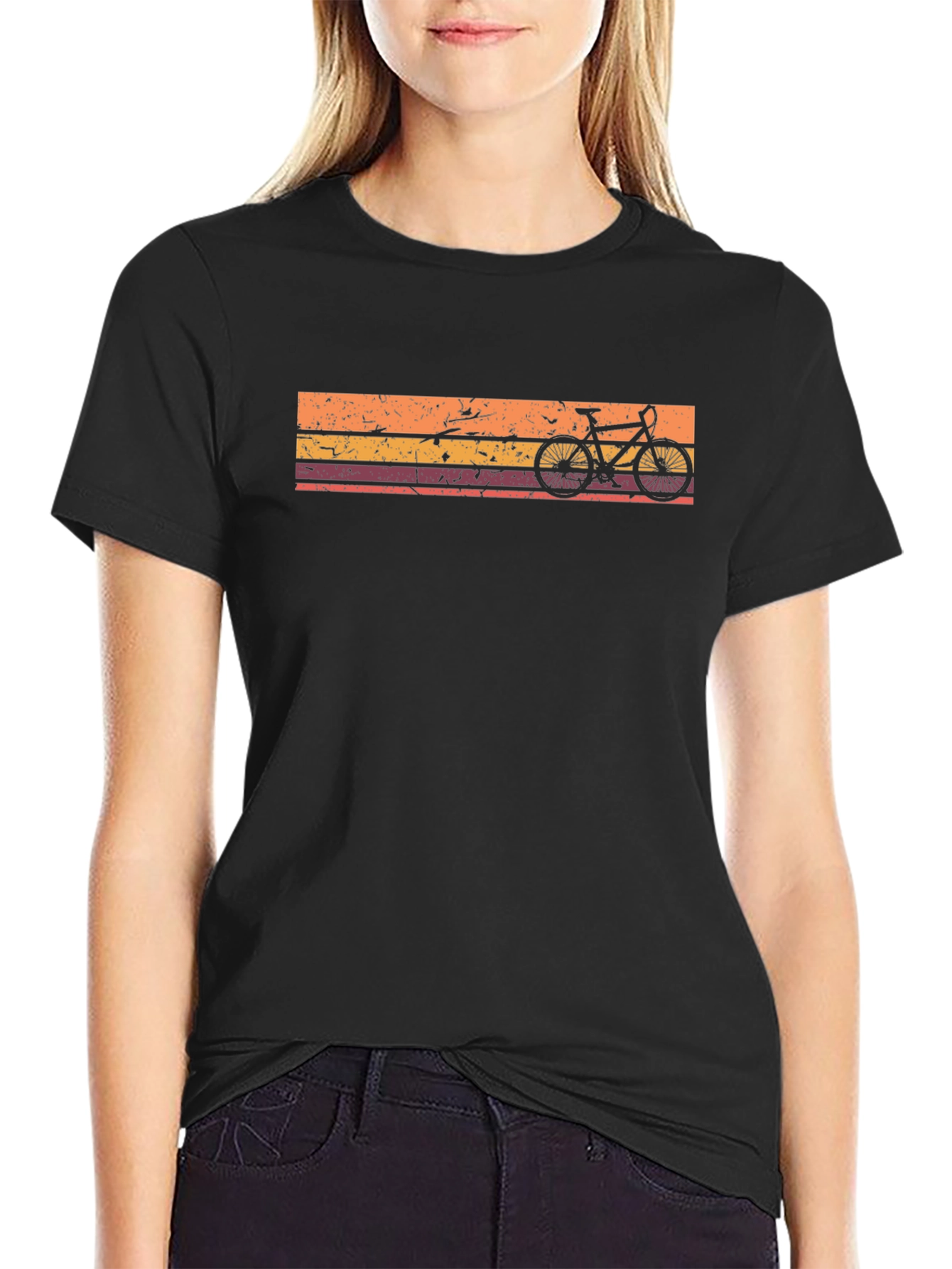 Black Retro Bicycle Graphic Tee - Vintage Style Shirt view 2