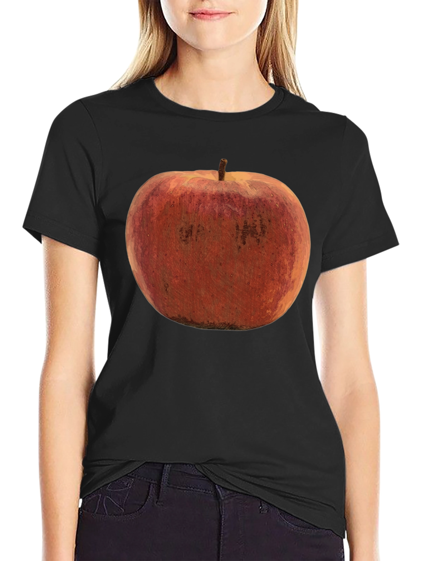 Black Apple Graphic Black T-Shirt view 2