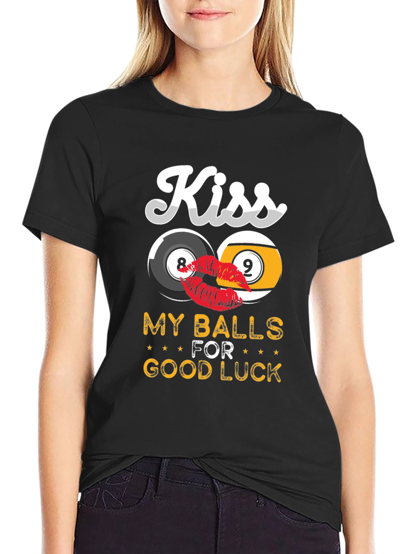 Black Kiss My Balls For Good Luck Graphic Tee view 2
