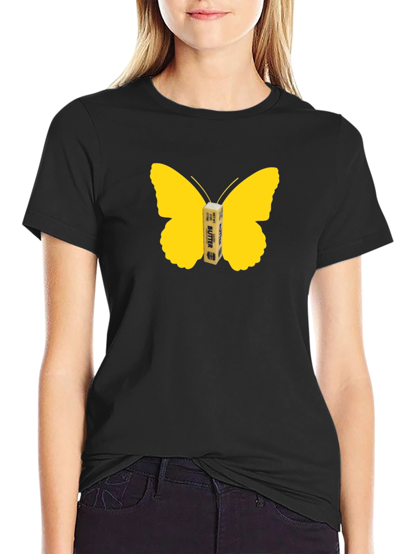 Black Butterfly Butter Graphic Tee - Funny Food Shirt view 2