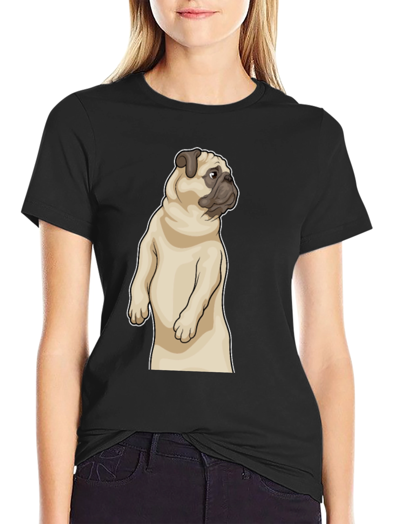 Black Pug Graphic Tee - Men's Black Short Sleeve Shirt view 2