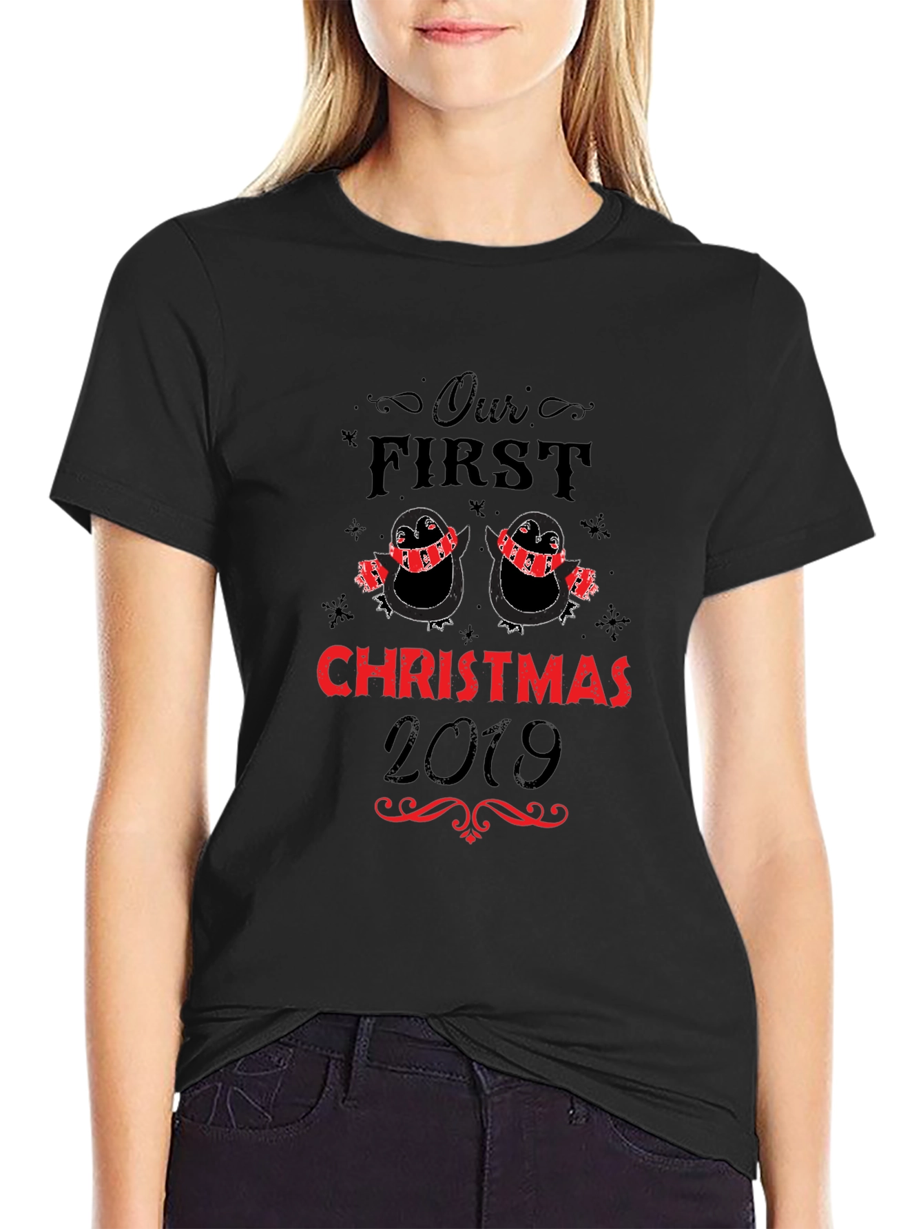 Our First Christmas 2019 Penguin Couple T-Shirt - 2