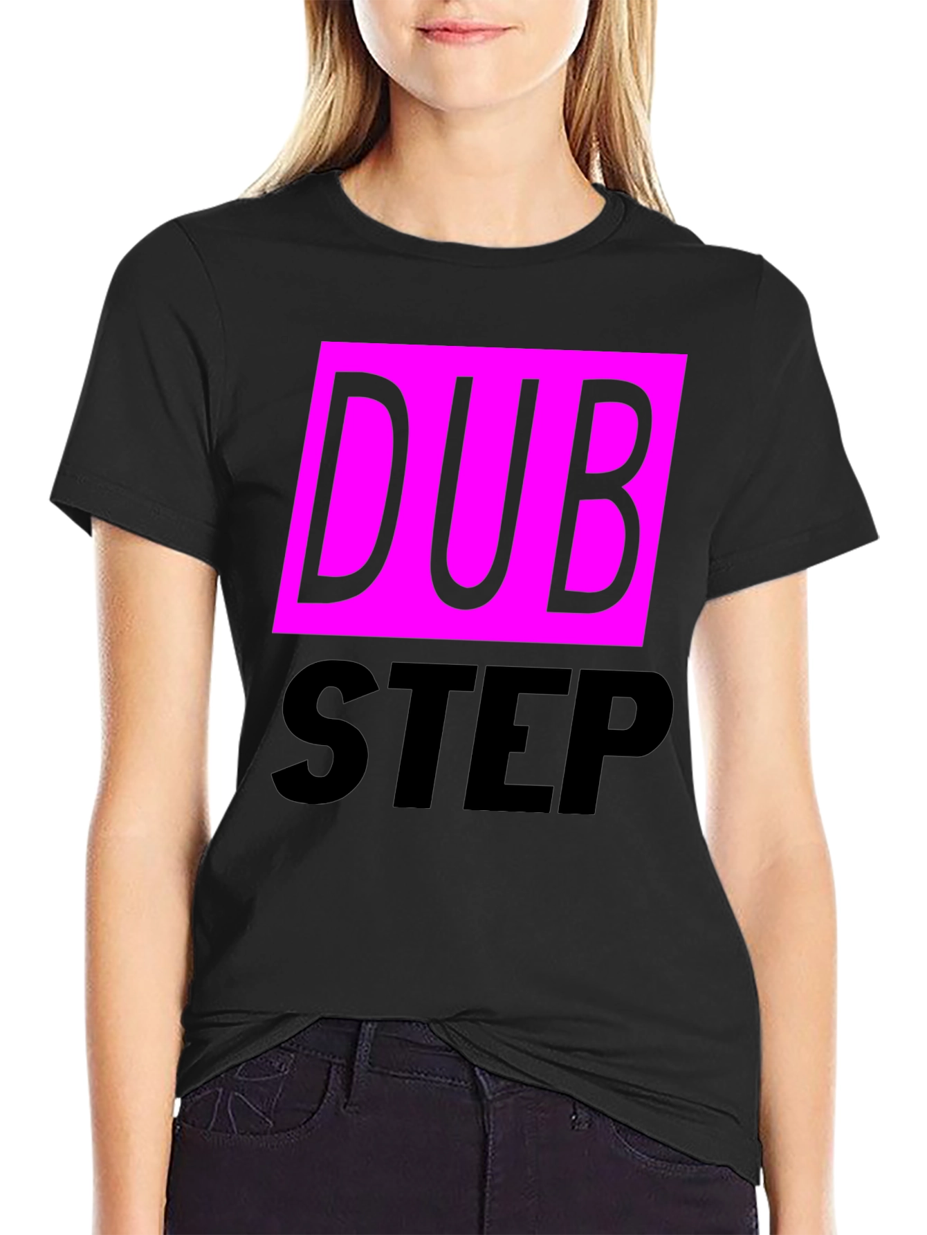 Black Dubstep Graphic Tee - Black Cotton Blend T-Shirt view 2