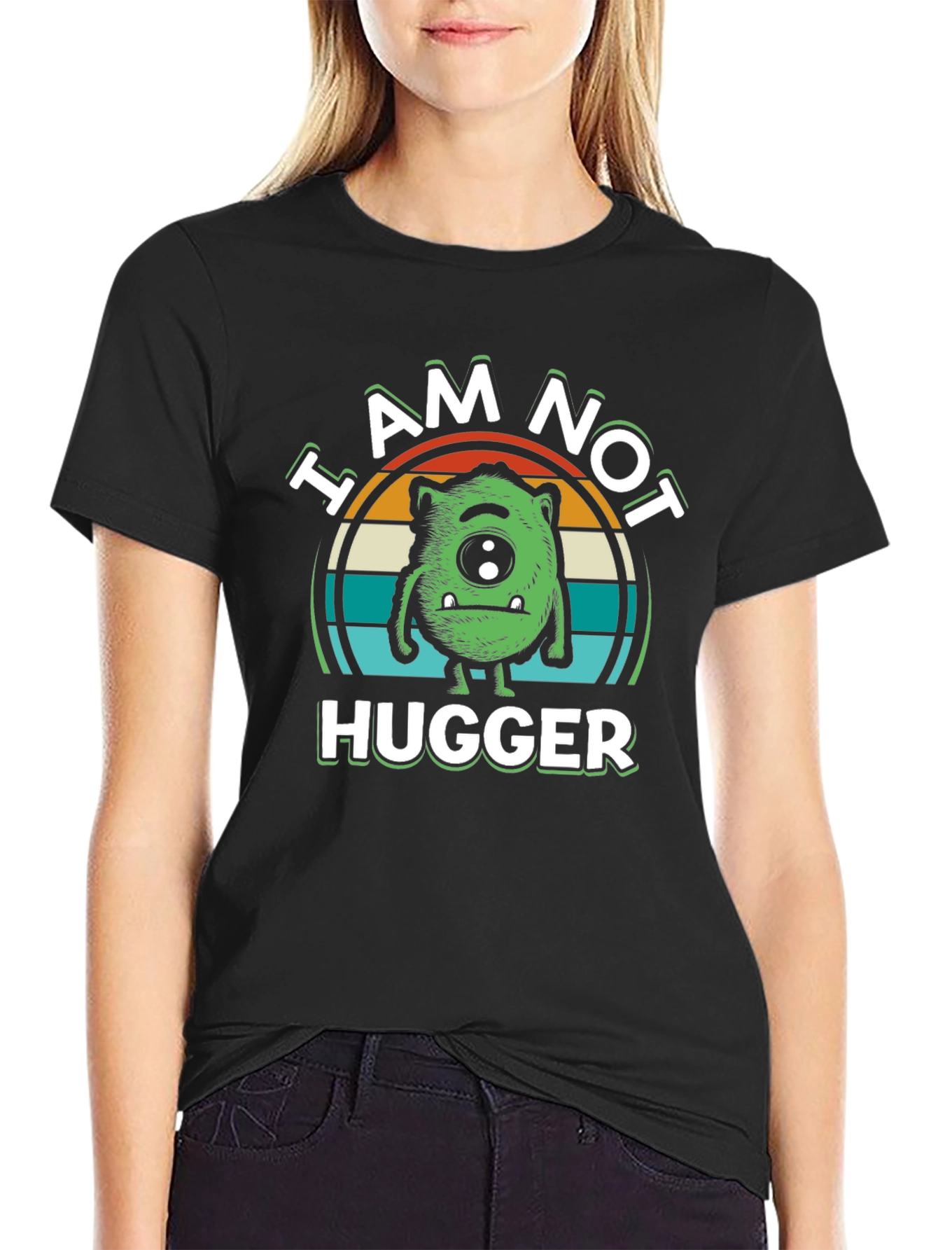 Black I Am Not Hugger Graphic T-Shirt view 2
