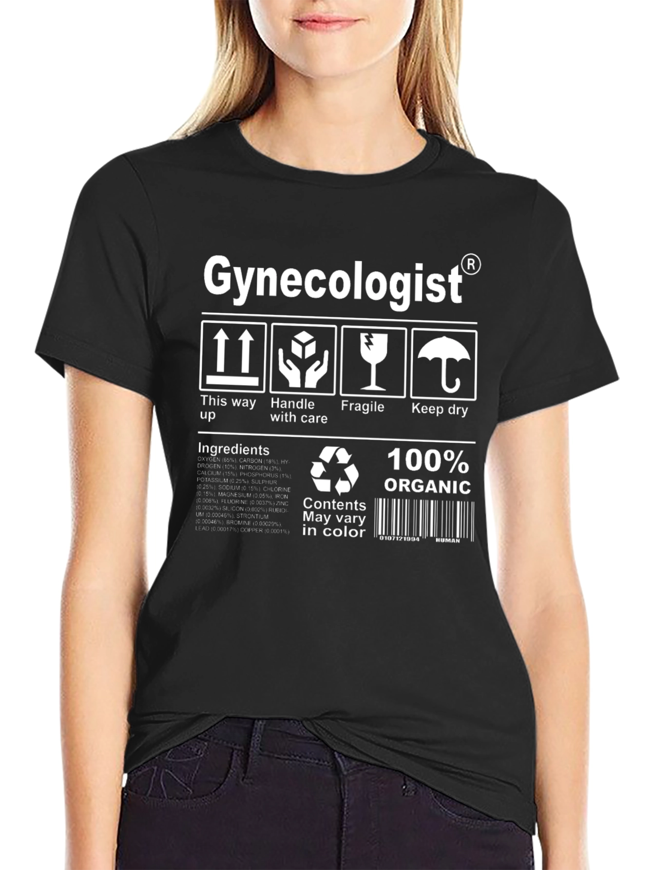 Black Gynecologist Organic Black T-Shirt view 2