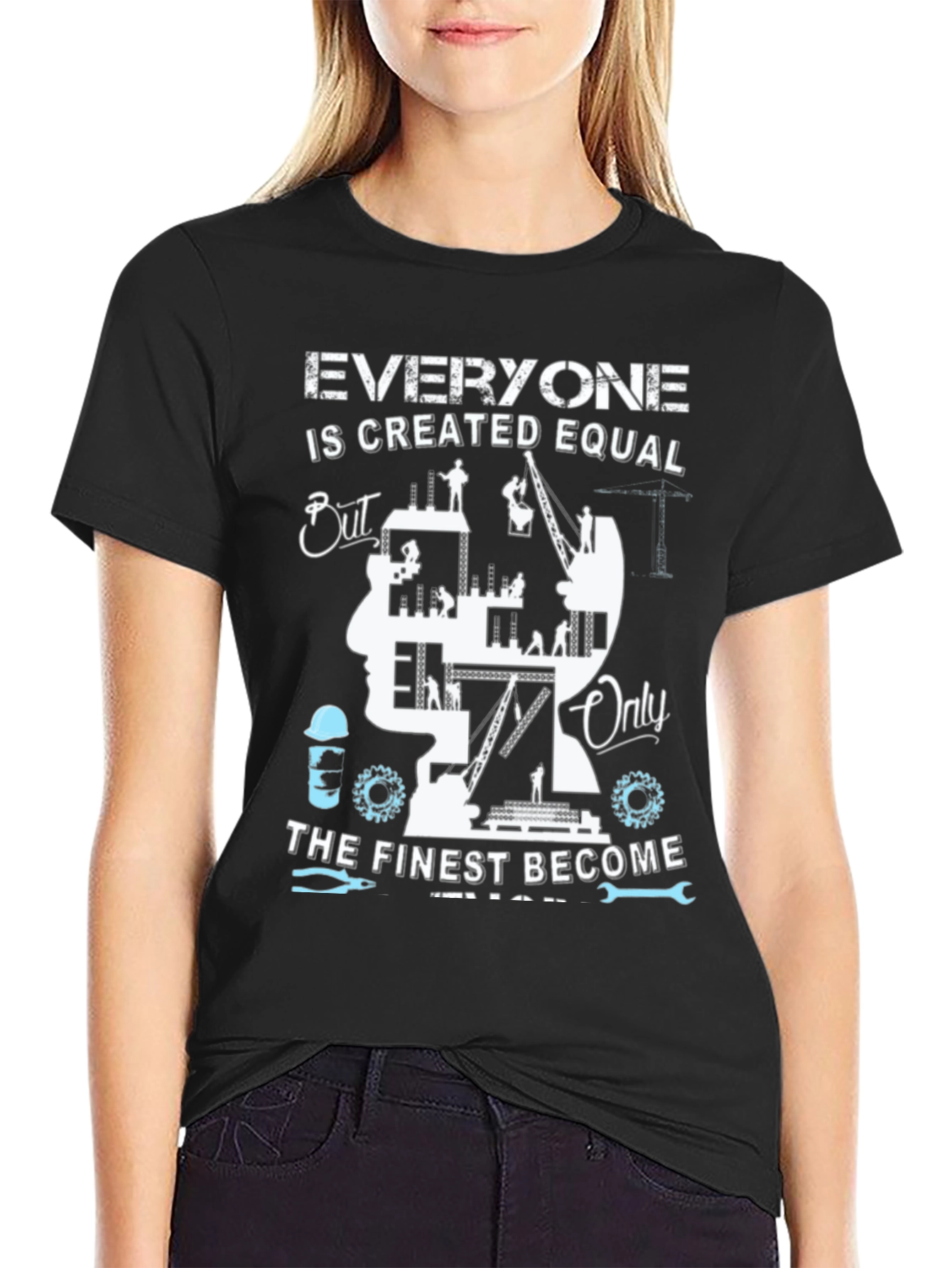 Black Construction Worker T-Shirt: Finest Become Engineers view 2