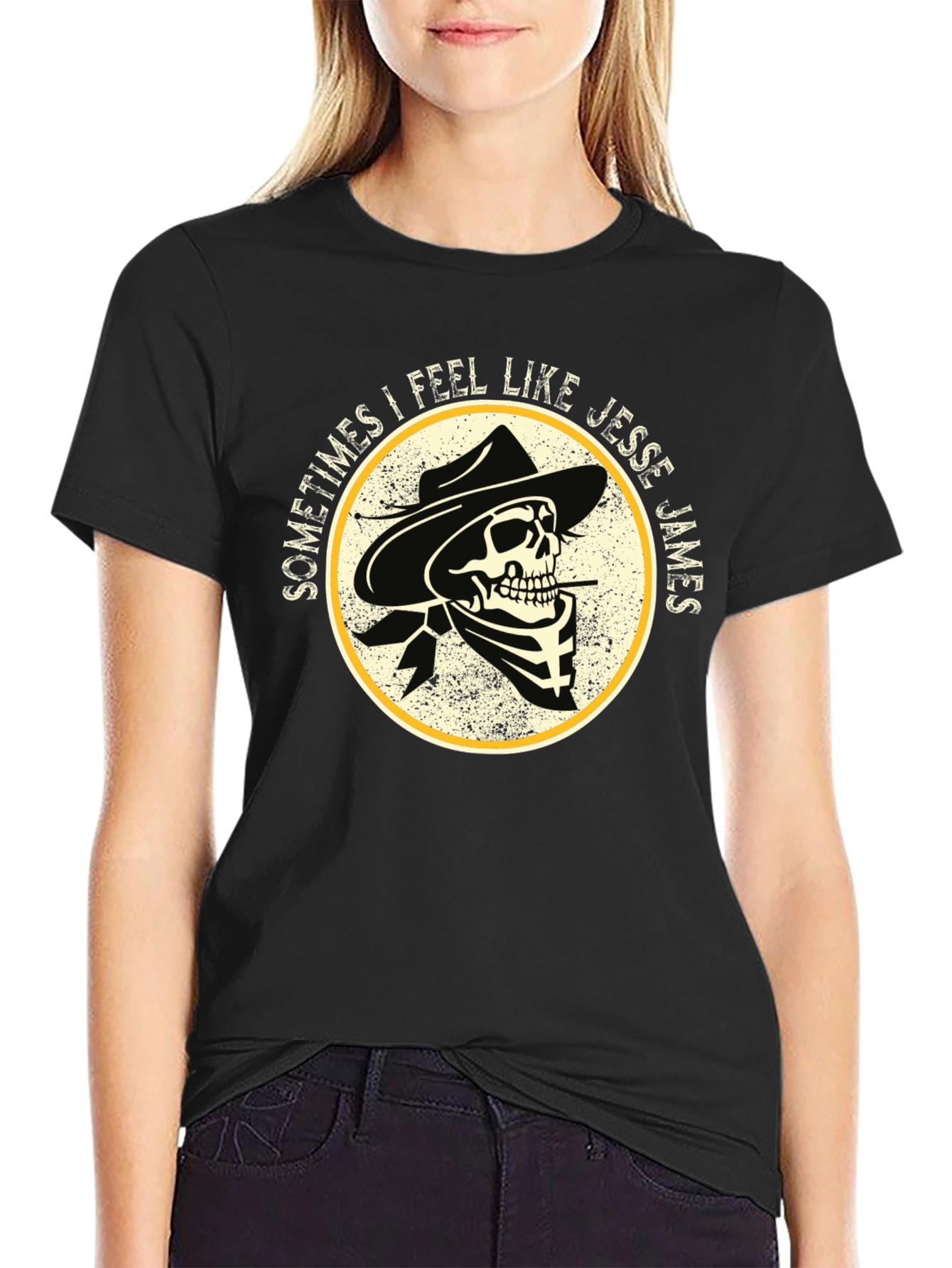 Black Jesse James Skeleton Cowboy Graphic Tee view 2