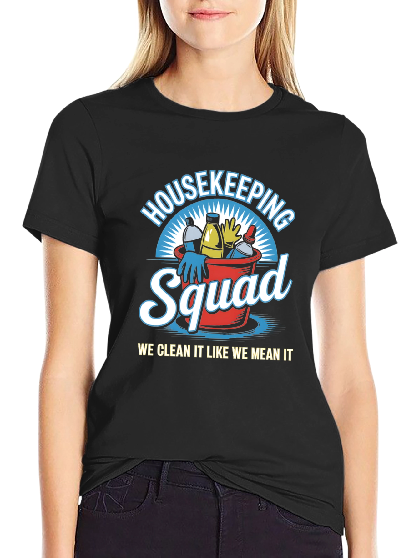 Black Housekeeping Squad Graphic T-Shirt view 2