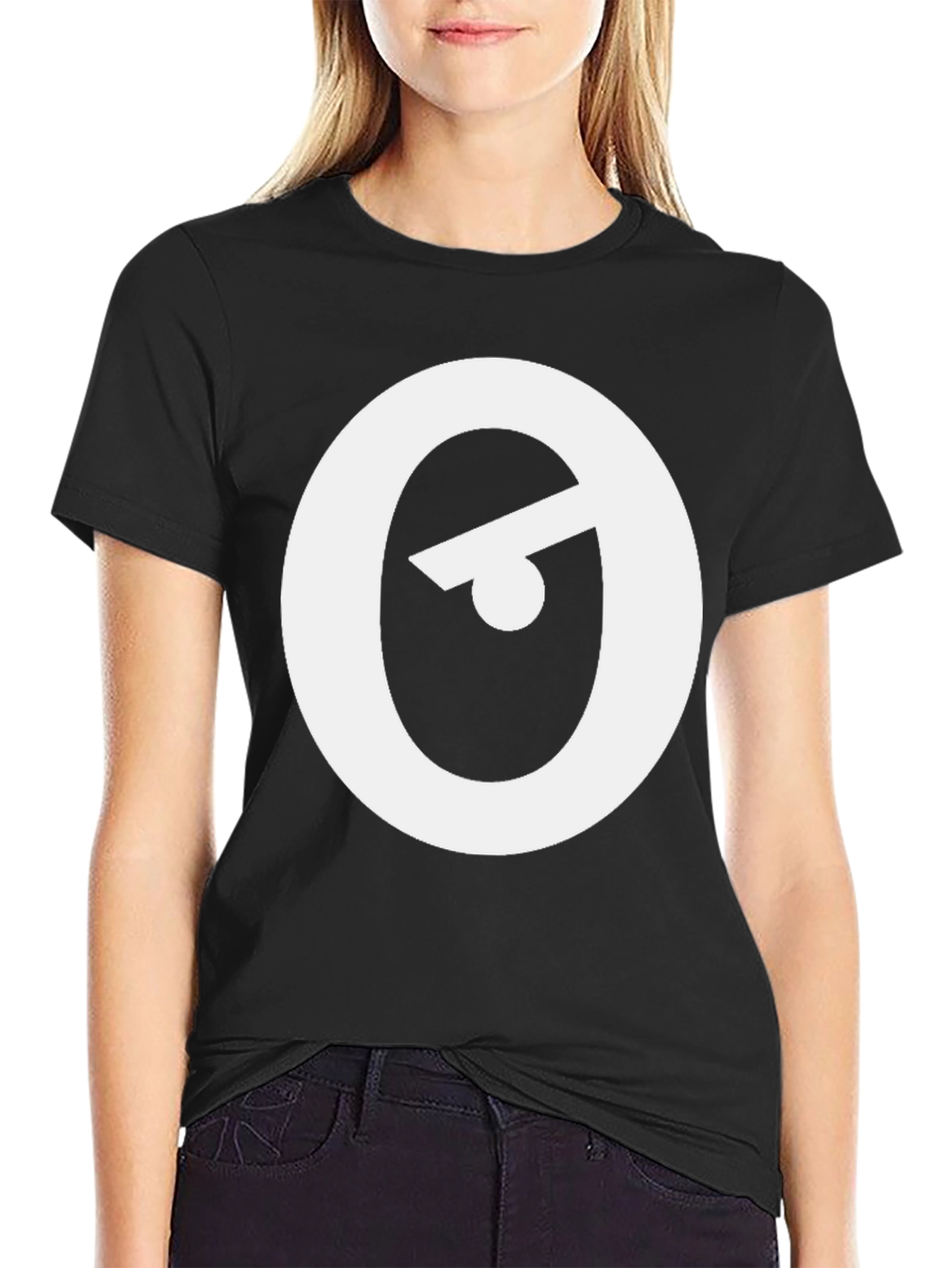 Black Modern Black T-Shirt with Abstract Eye Logo view 2