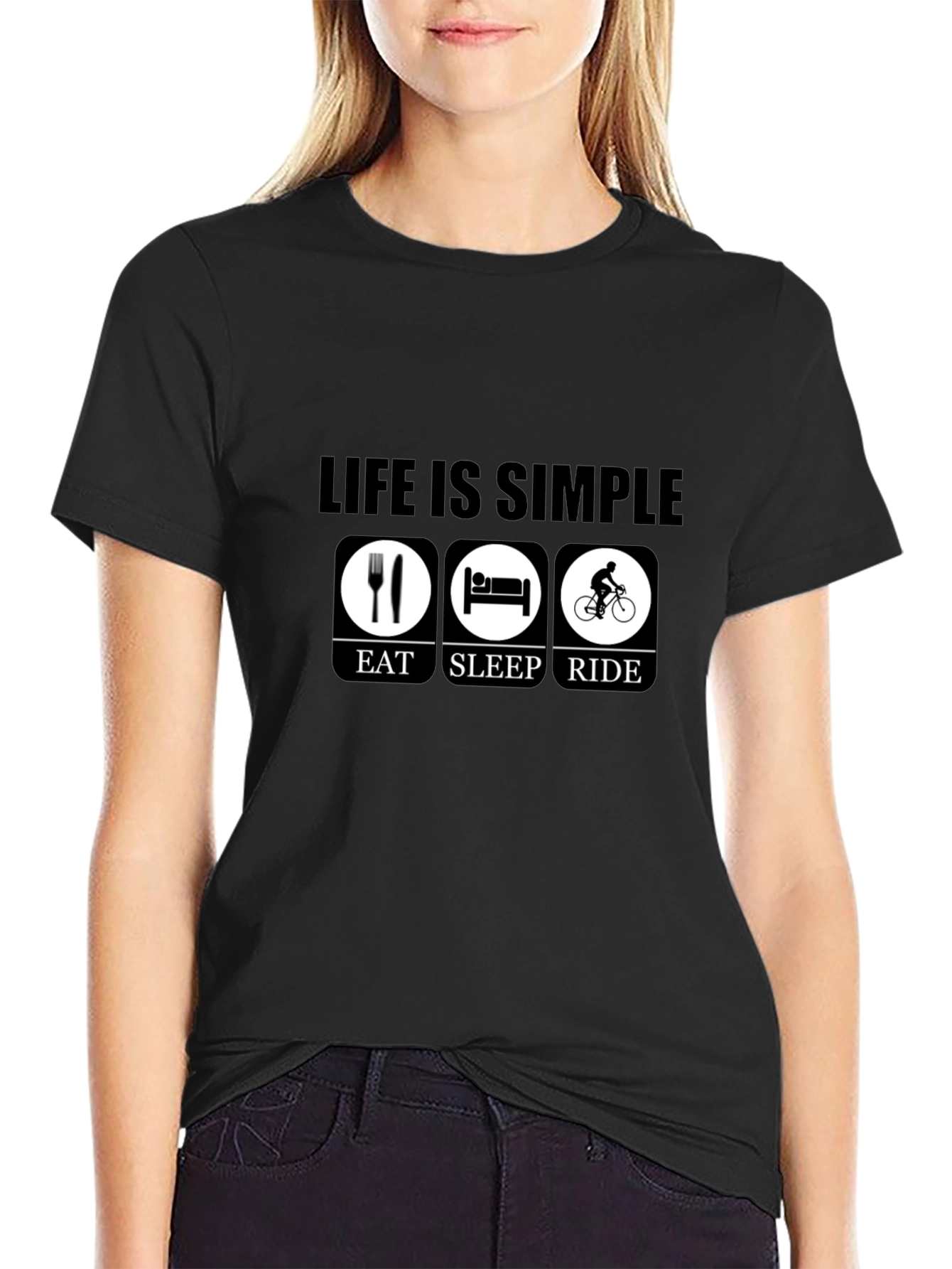 Black Eat Sleep Ride T-Shirt - Simple Life view 2