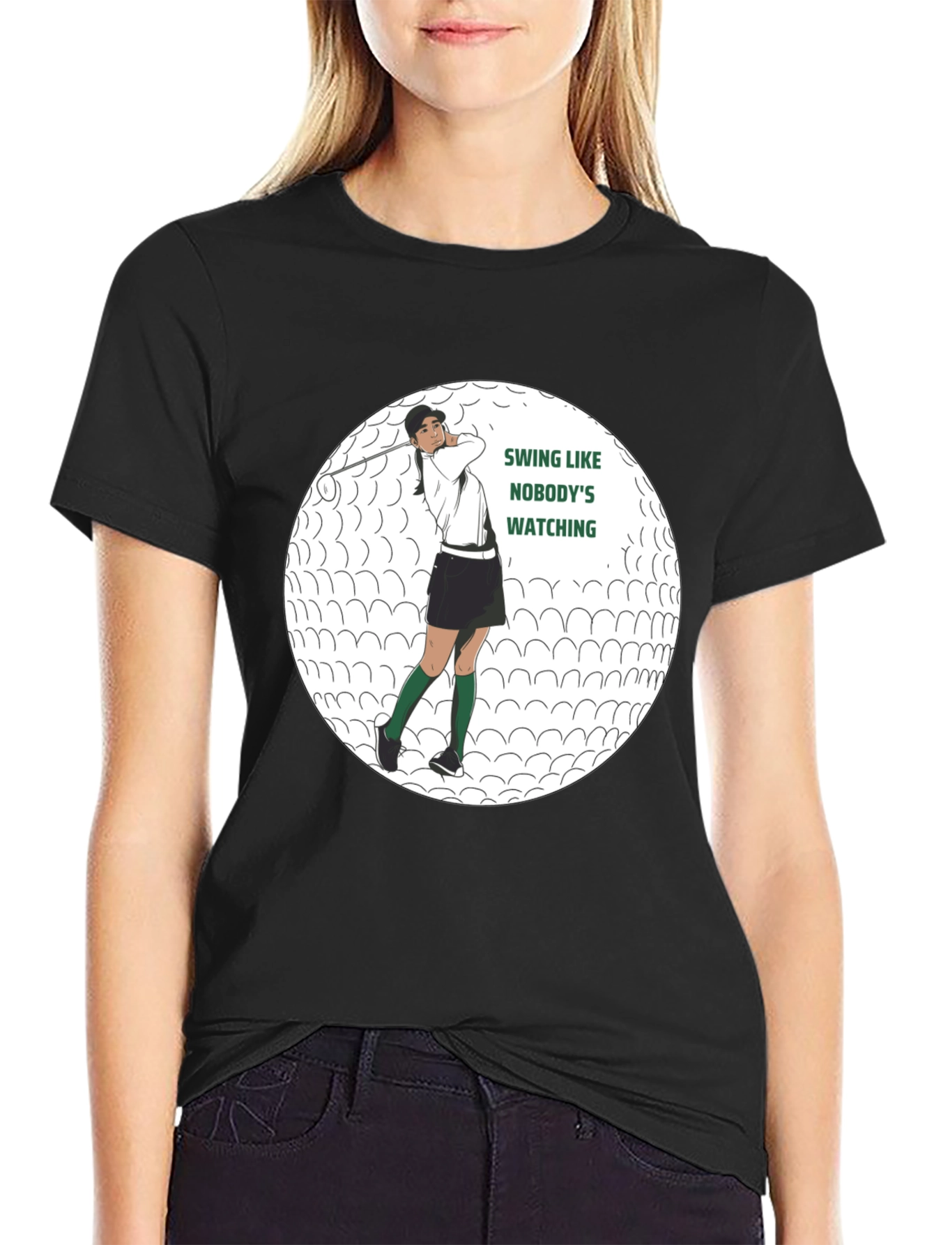 Black Golf Swing Graphic Tee - Funny Golfer Shirt view 2