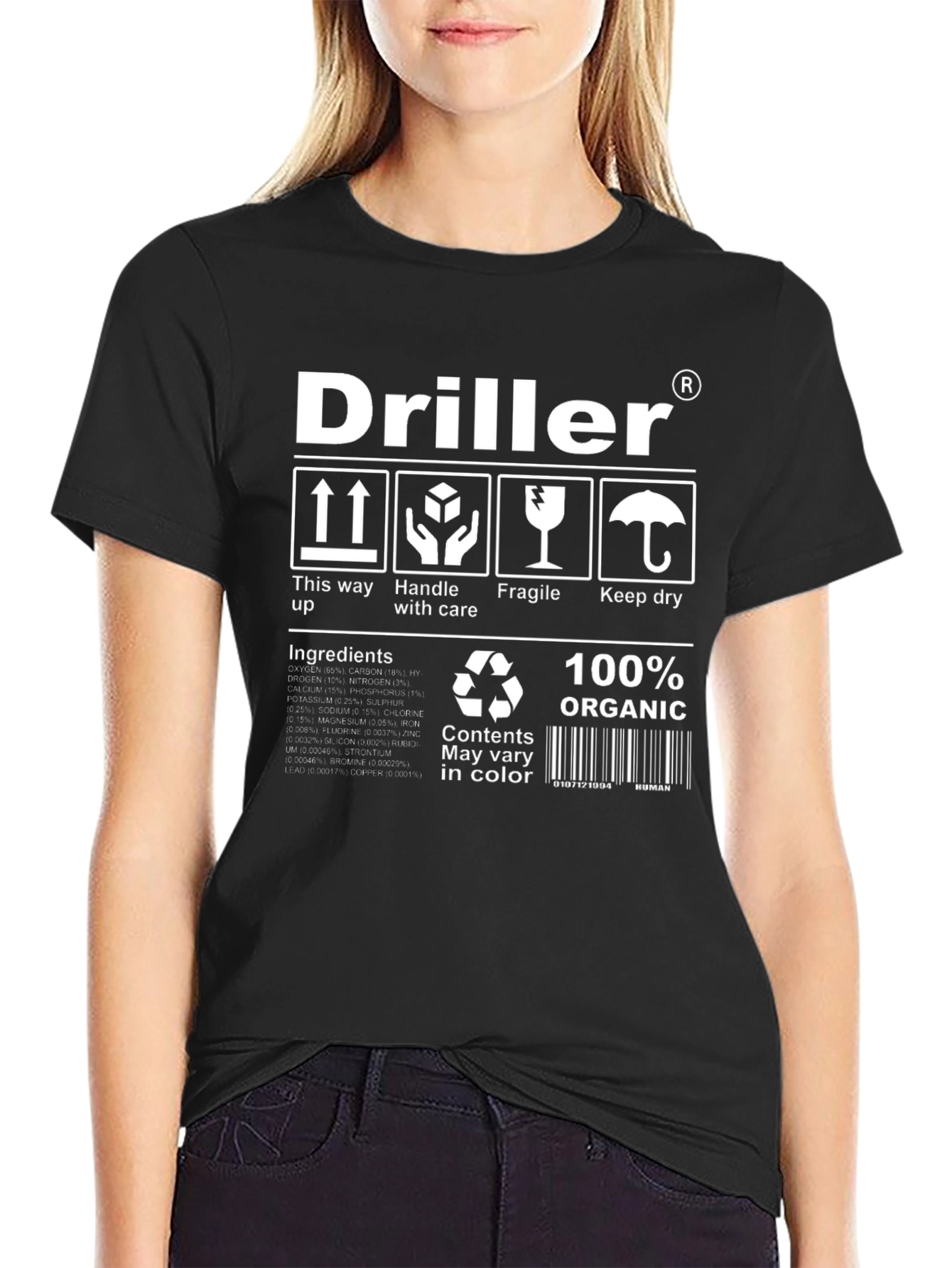 Black Driller Organic Cotton T-Shirt view 2