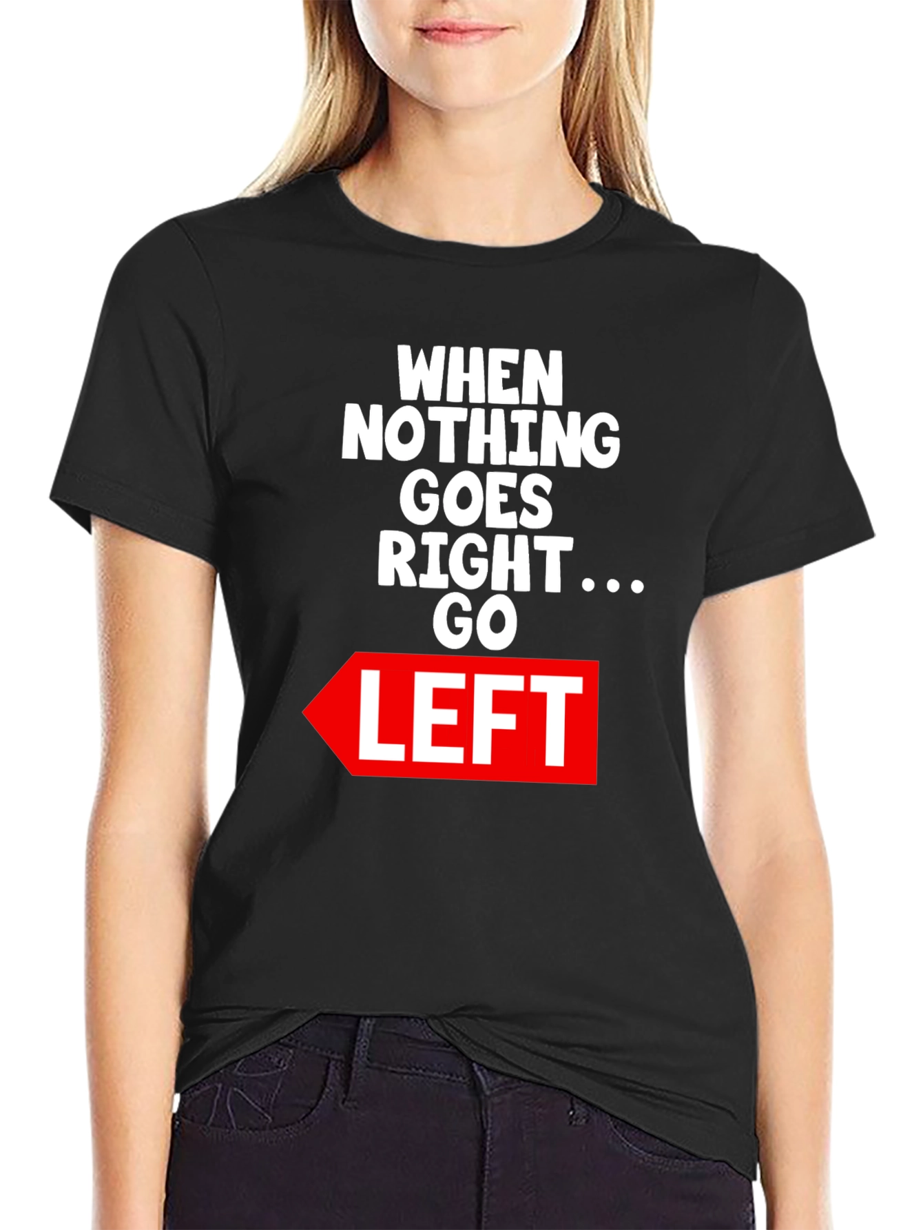 Black Funny "Go Left" Graphic Tee view 2