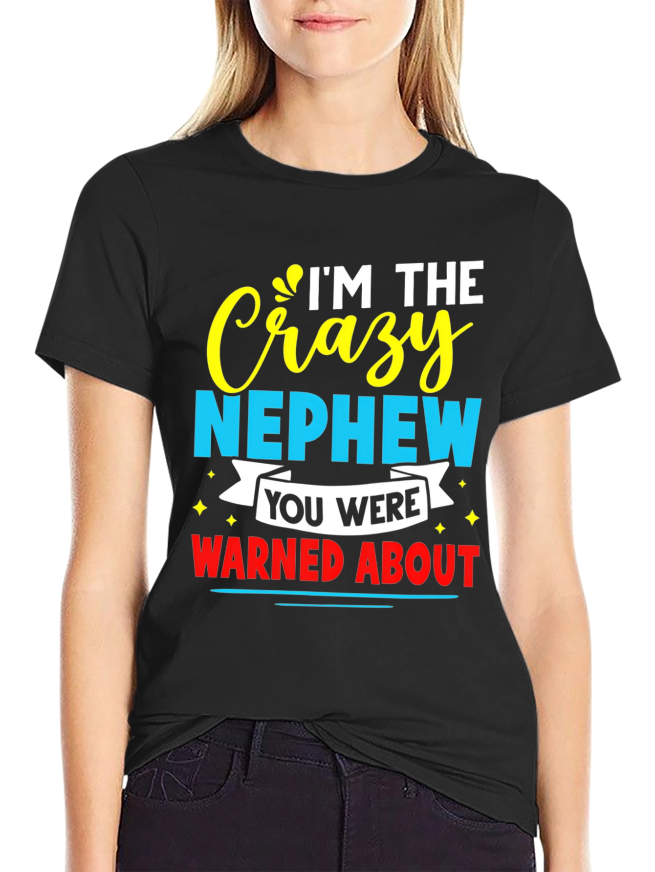 Black Crazy Nephew Graphic Tee - Funny Family T-Shirt view 2