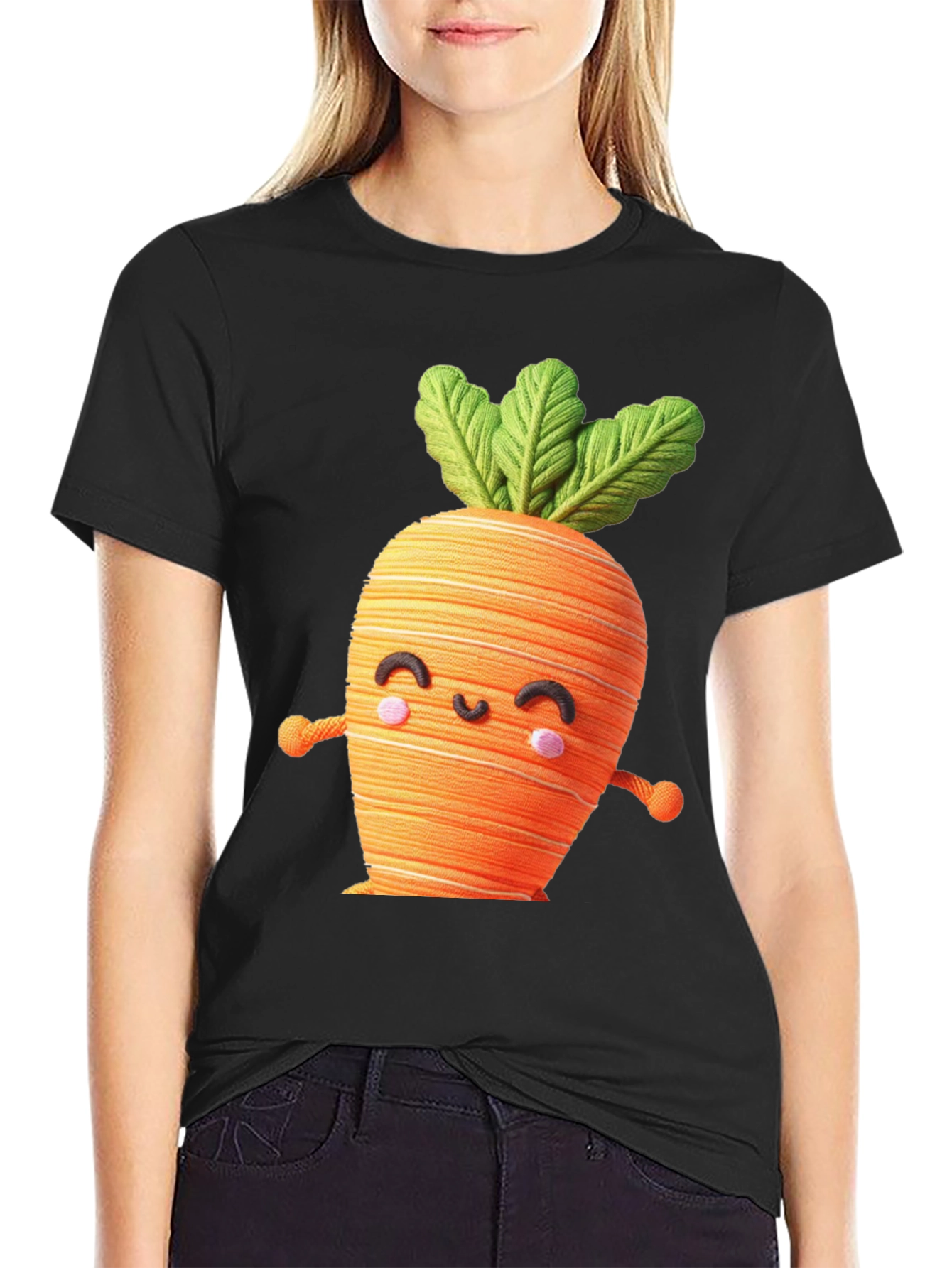 Black Cute Carrot Graphic Tee view 2