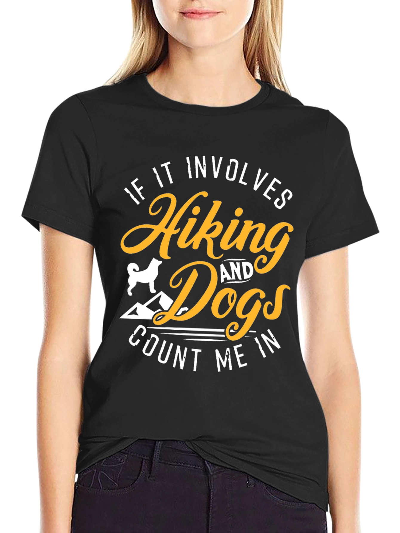 Black Hiking & Dogs T-Shirt - Count Me In view 2