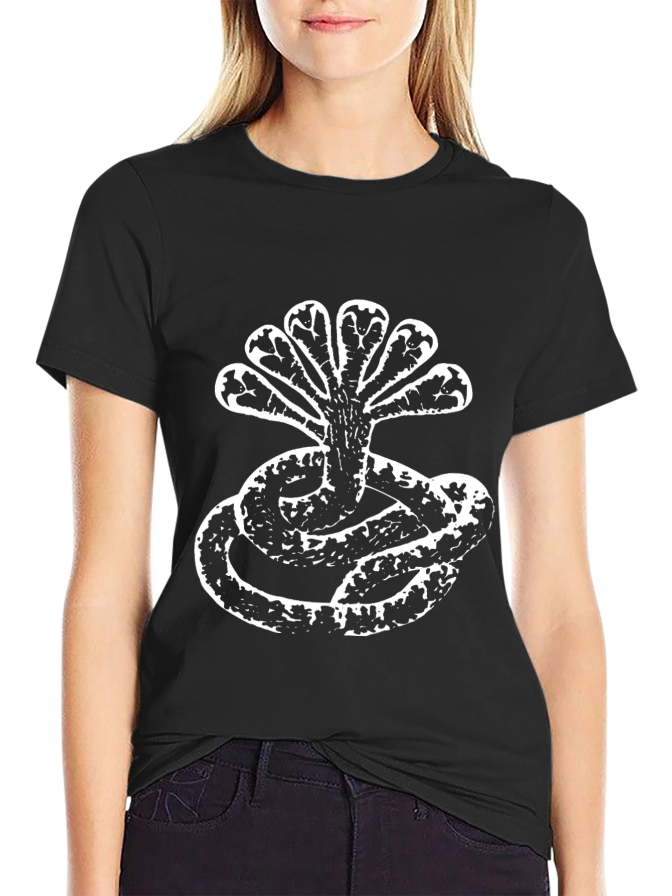 Black Stylized Cobra T-Shirt view 2