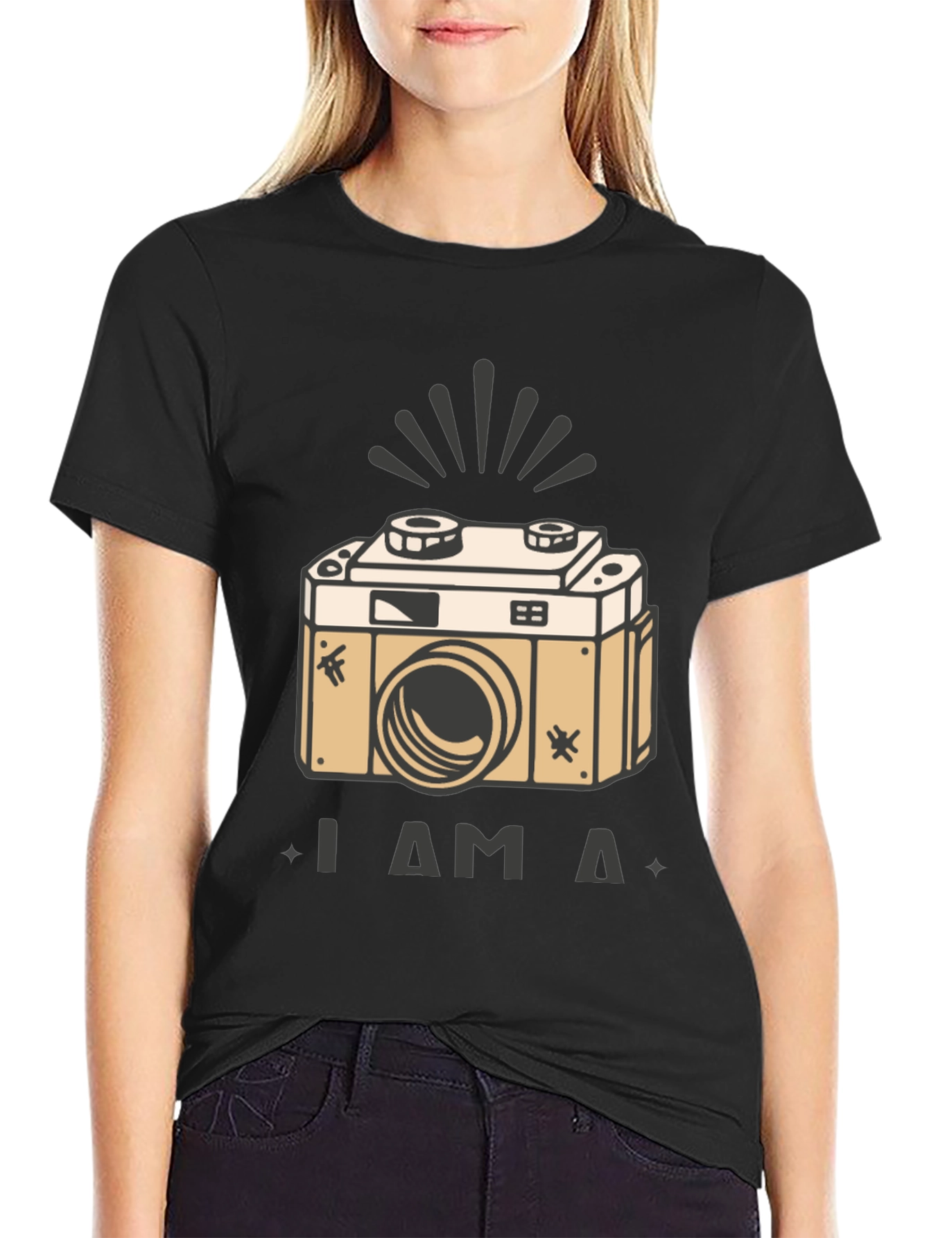 Black Vintage Camera T-Shirt - "I am a Camera" view 2