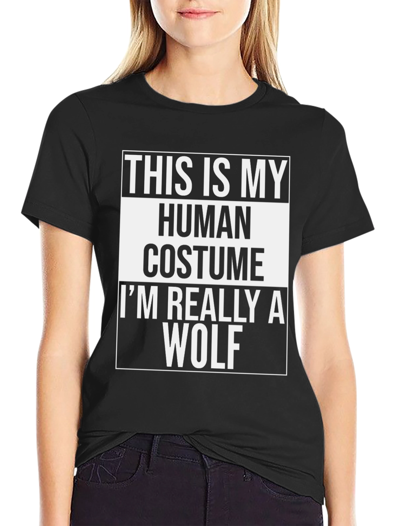 Black Human Costume Wolf T-Shirt view 2