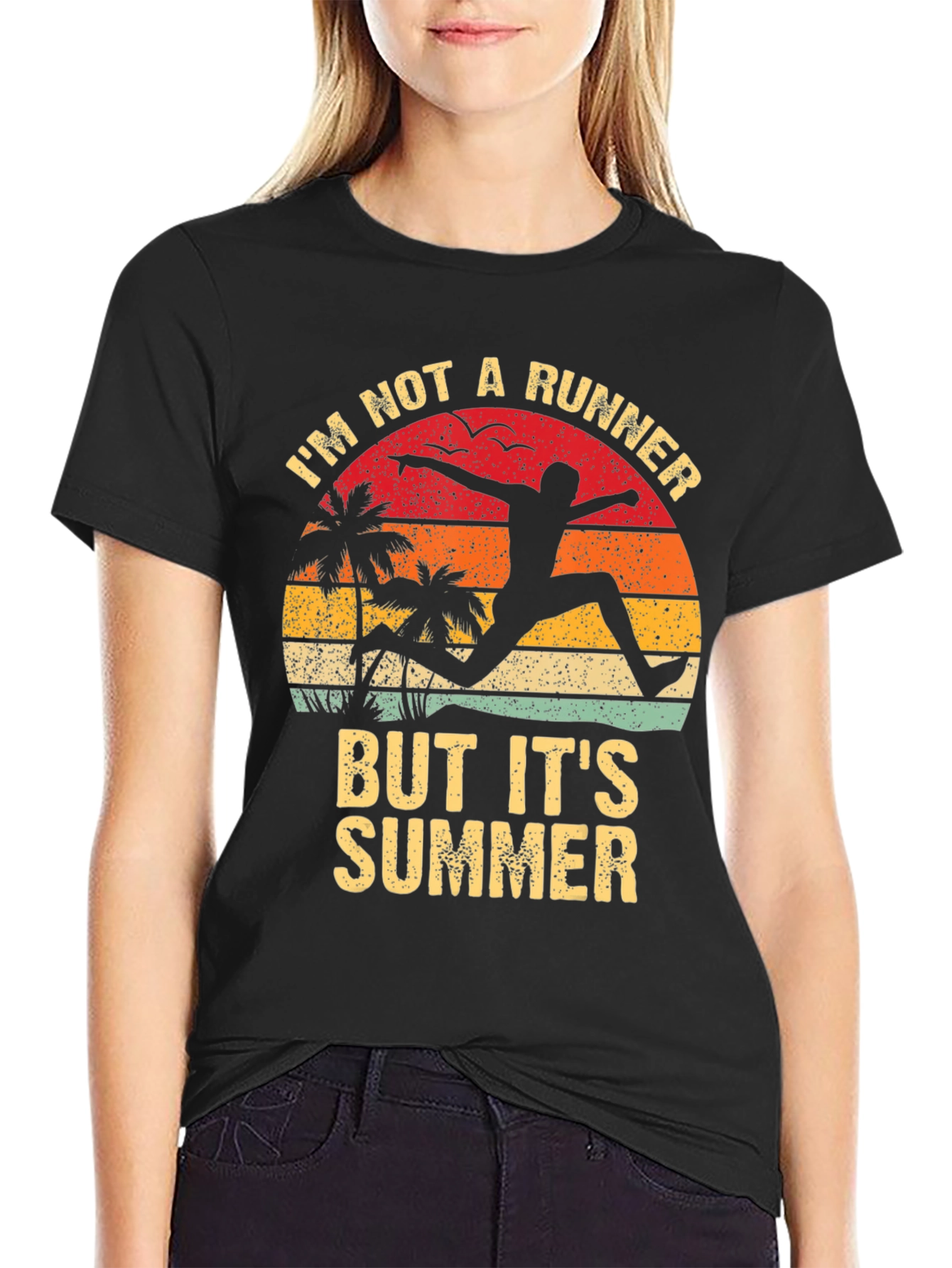 Black I'm Not A Runner But It's Summer Graphic Tee view 2