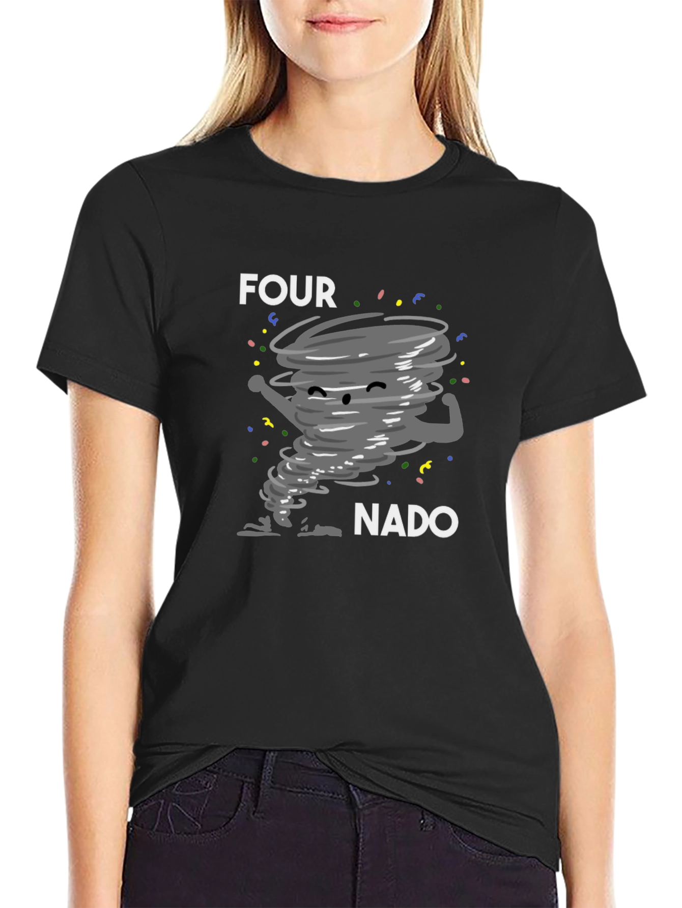 Black Fournado Graphic Tee - Fun & Stylish Black T-Shirt view 2