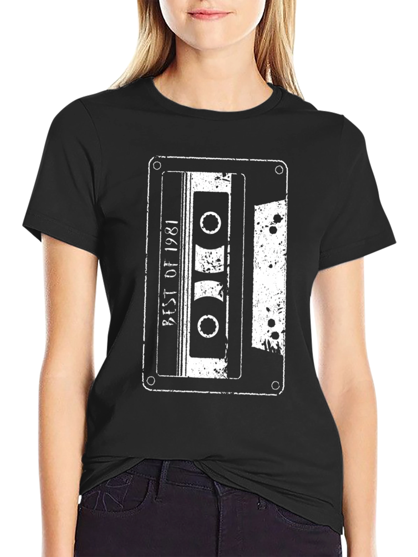 Black Vintage Cassette Tape Black Graphic Tee view 2