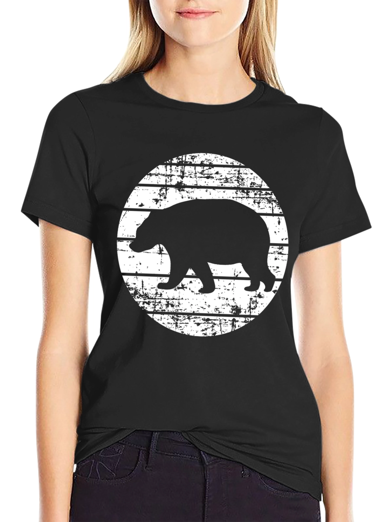 Black Bear Silhouette Graphic Tee - Black view 2