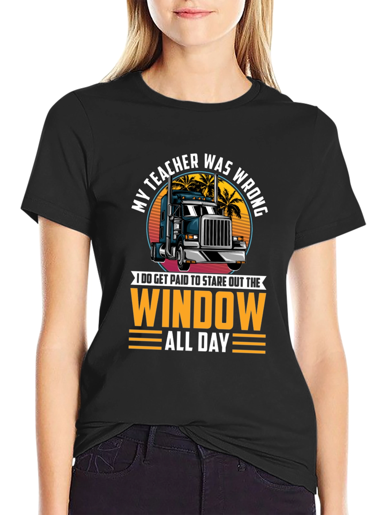 Black My Teacher Was Wrong Trucker T-Shirt view 2