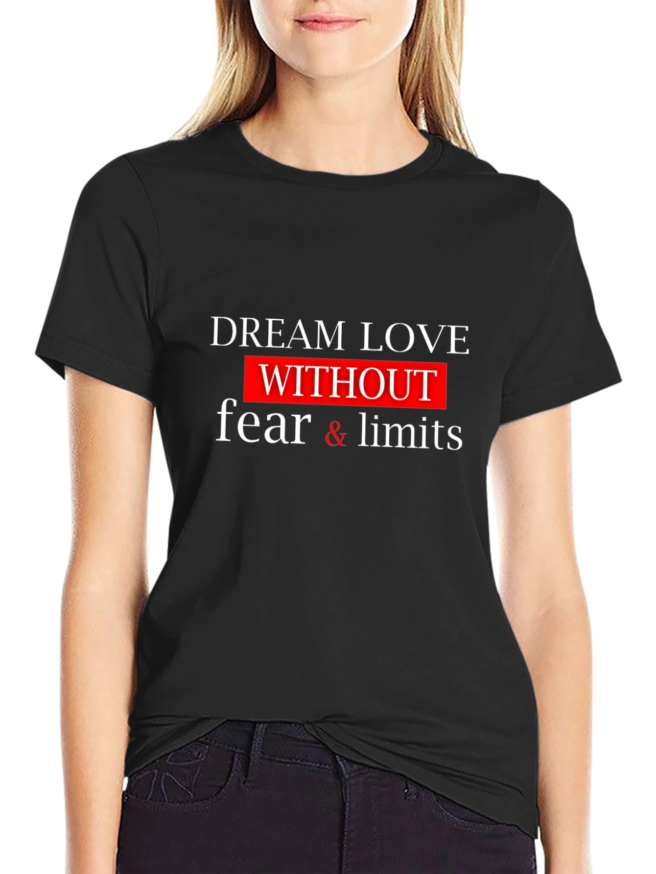 Black Dream Love Graphic T-Shirt - Unisex Black Tee view 2