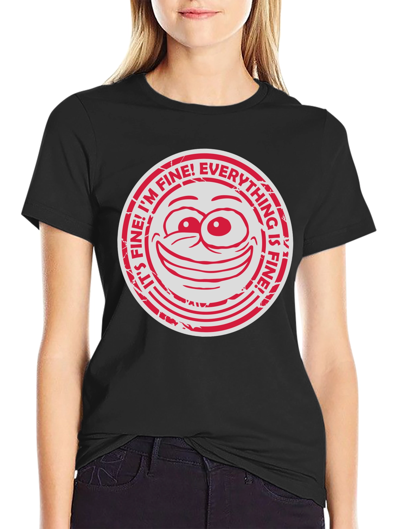 Black It's Fine! Graphic Tee - Everything Is Fine! Funny Humor T-Shirt view 2