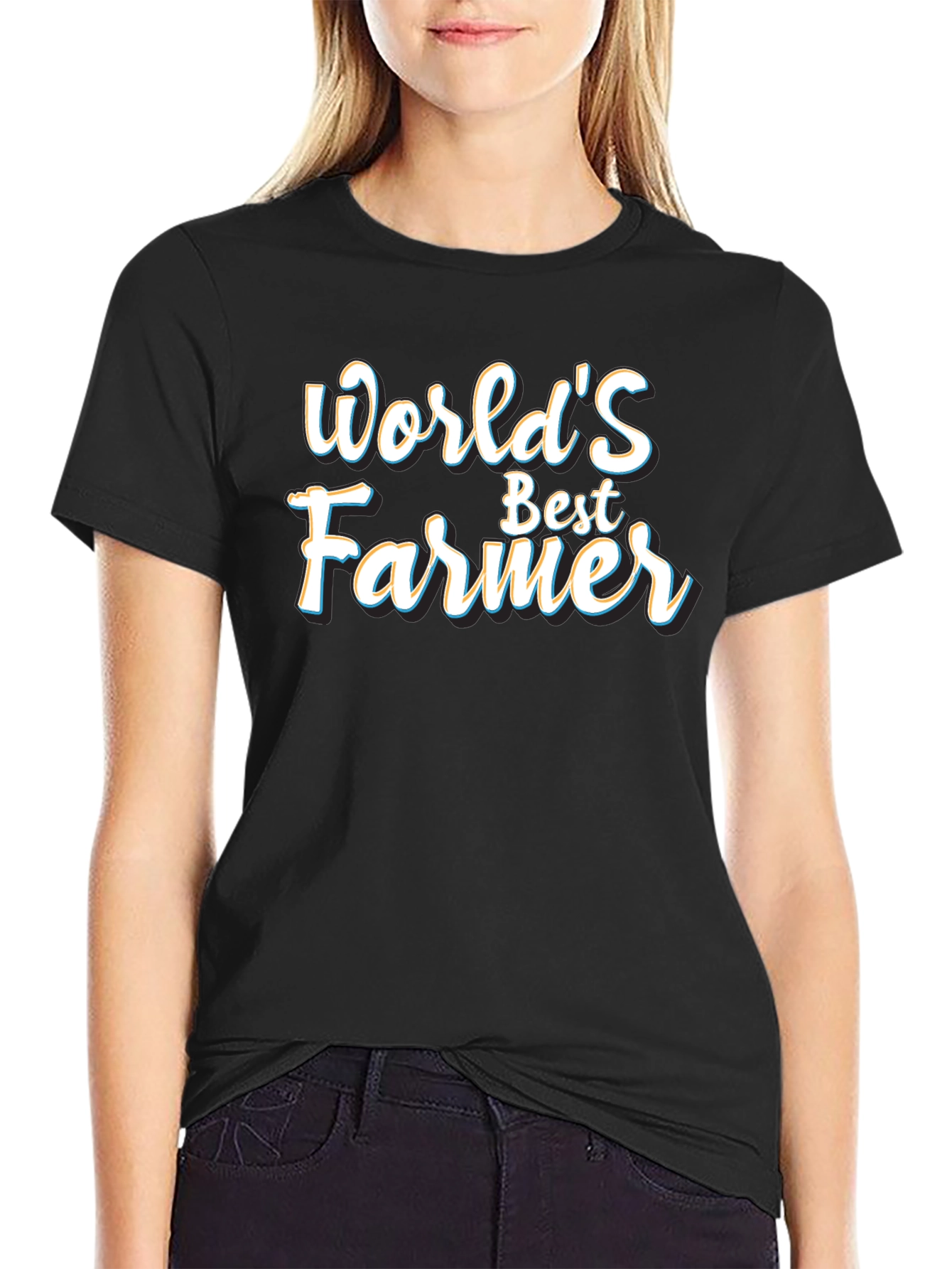 Black World's Best Farmer Black Graphic T-Shirt view 2