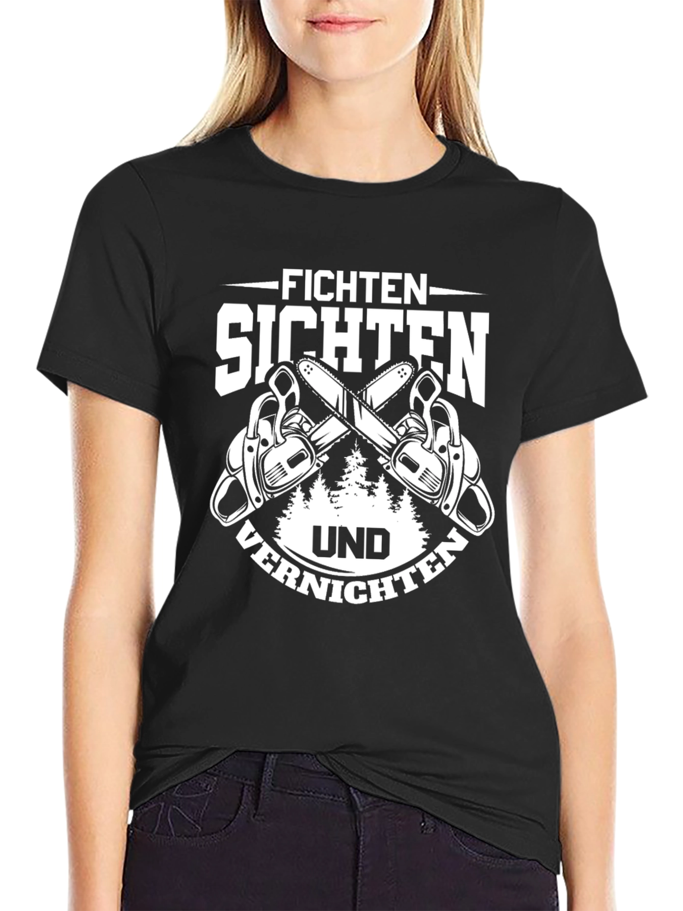 Black Fichten Sichten Und Vernichten T-Shirt view 2