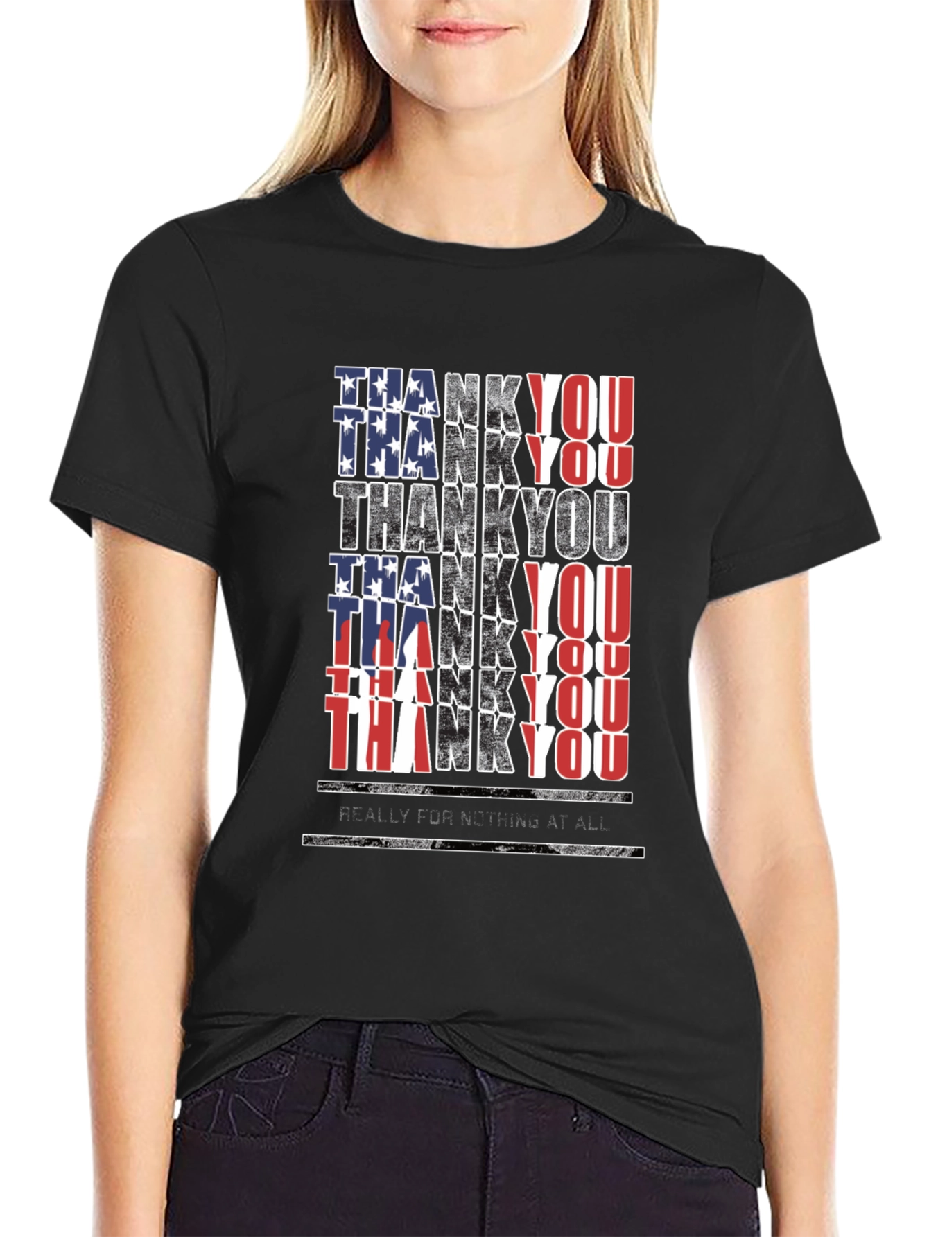 Black Patriotic Thank You T-Shirt - Men's Black Tee view 2