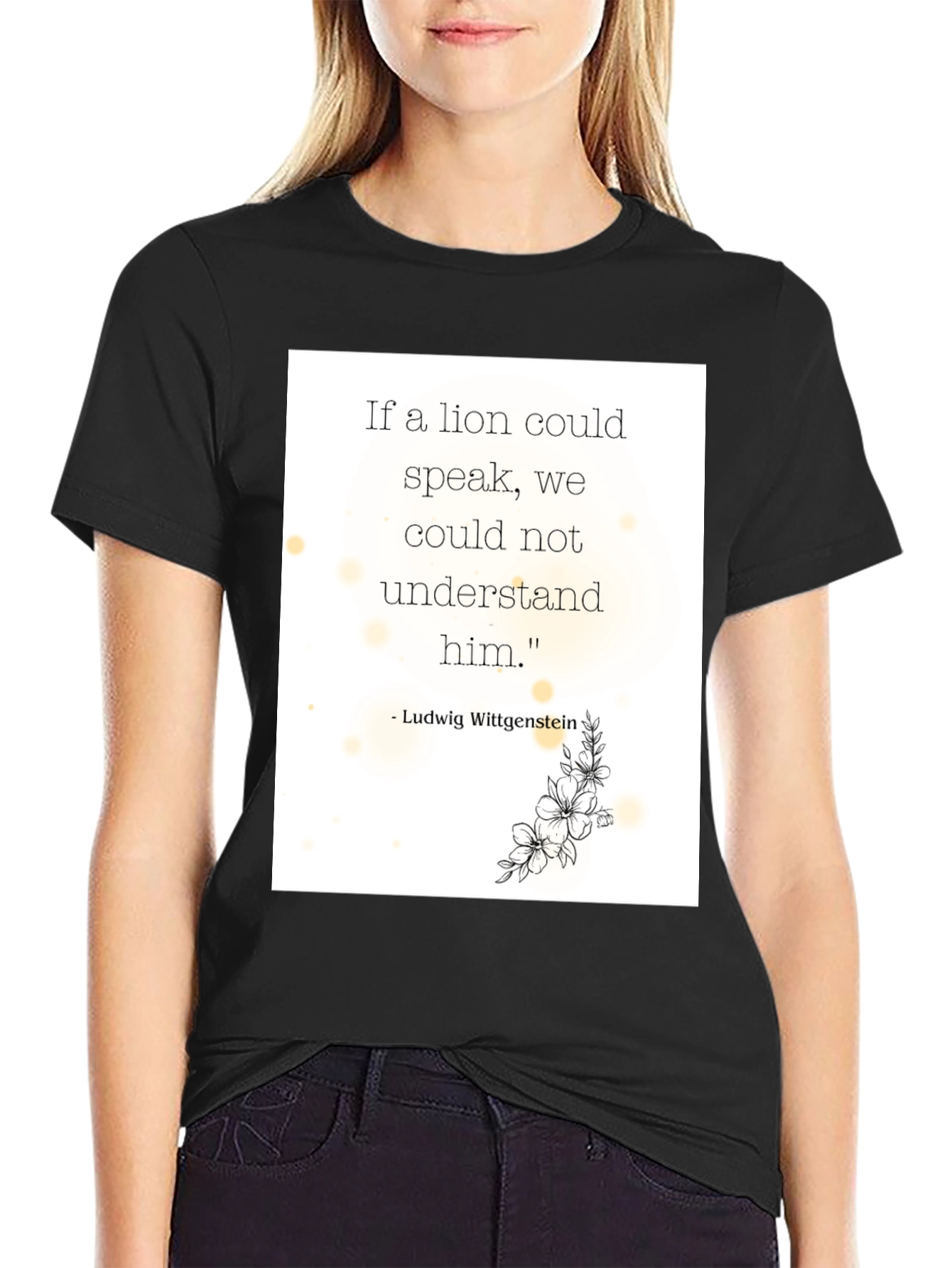 Black Philosophical Lion Quote T-Shirt view 2