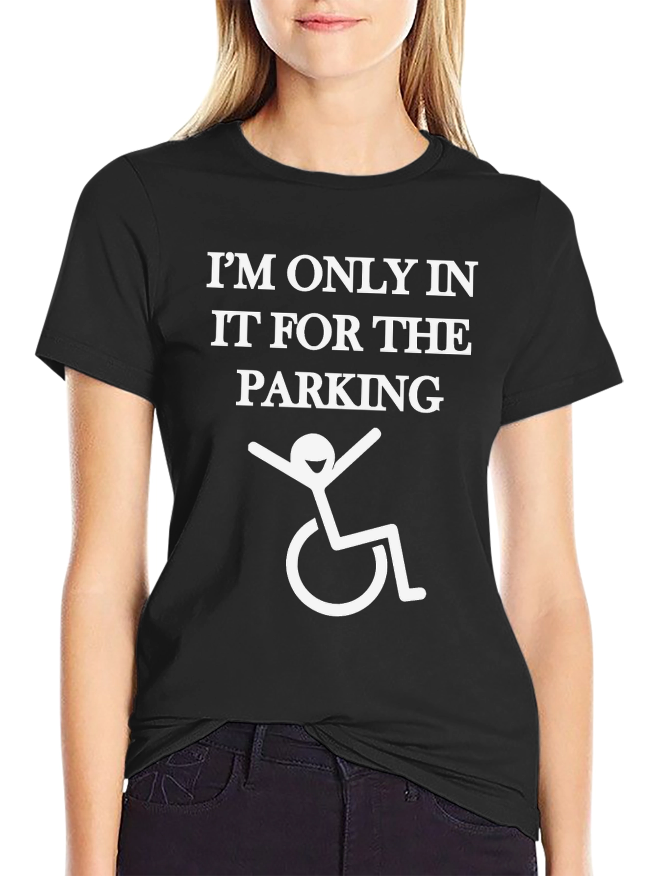 Black Funny Disability Parking T-Shirt view 2