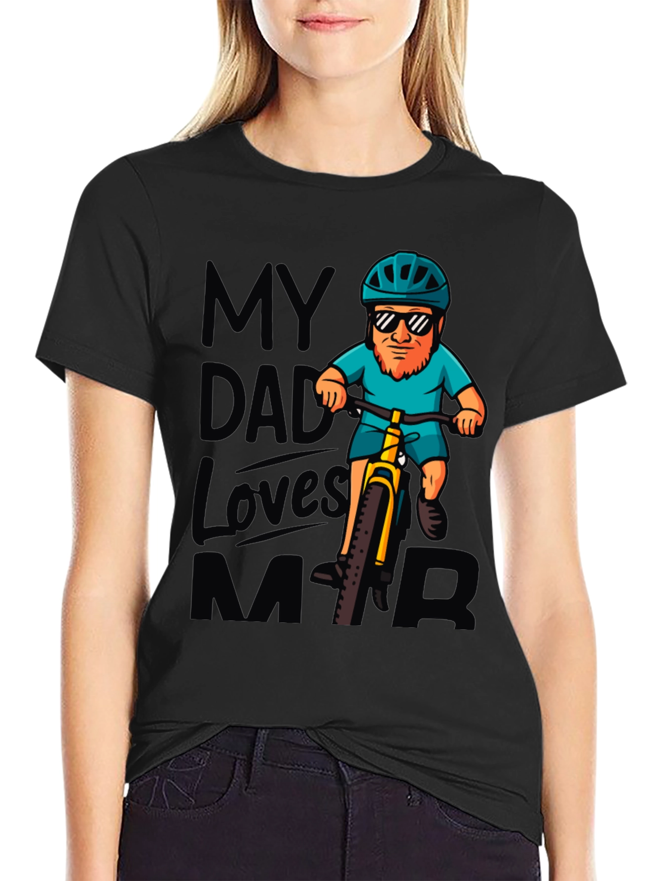 Black My Dad Loves MTB T-Shirt view 2
