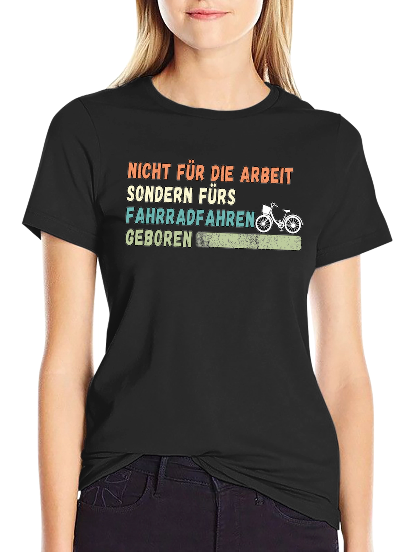 Black Born to Bike T-Shirt - Funny Cycling Tee view 2
