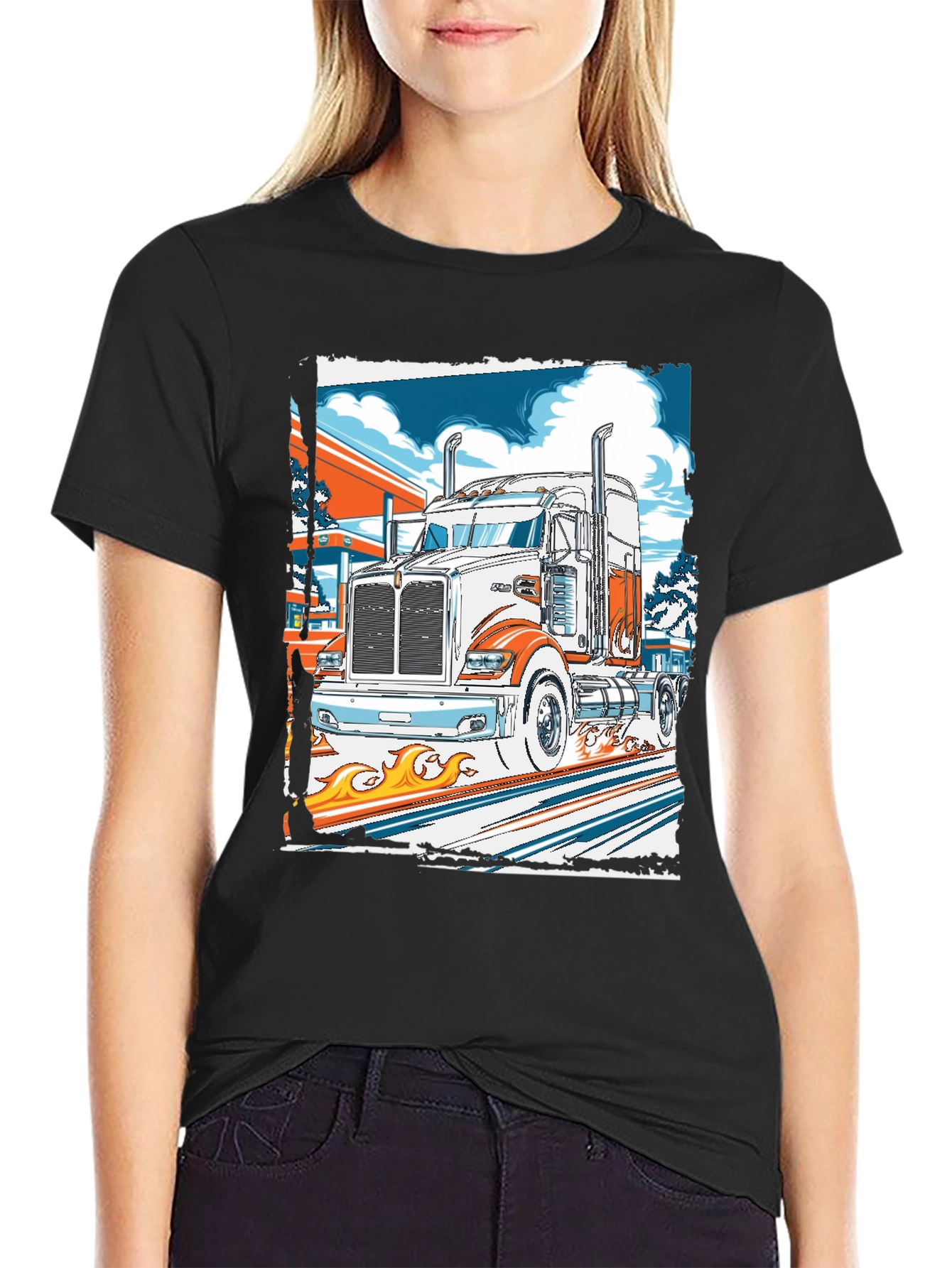 Black Truck Graphic Print Tee view 2