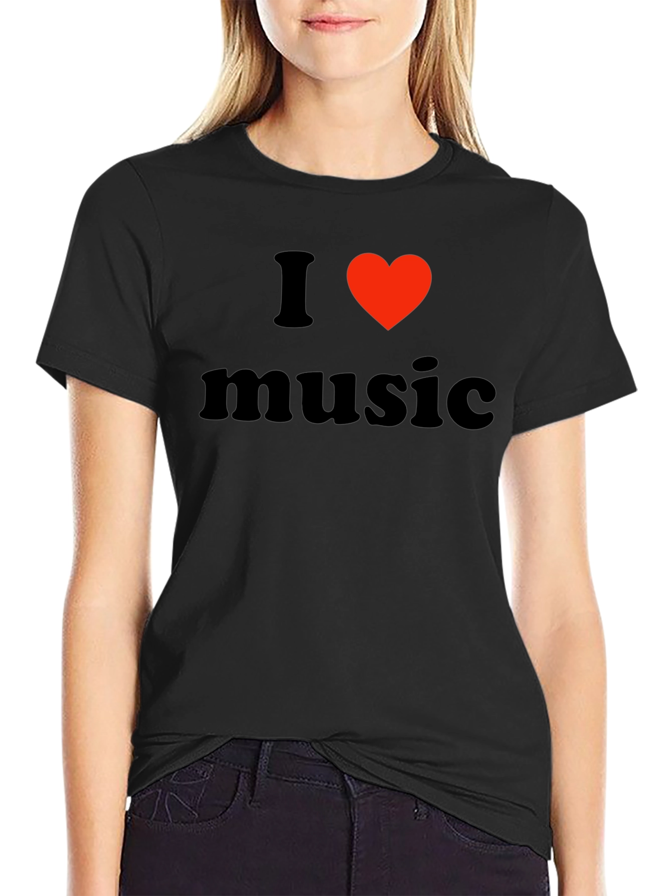 Black I Love Music Black T-Shirt view 2