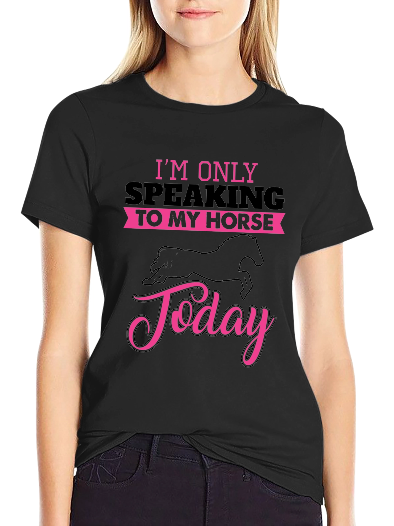 Black Horse Lover T-Shirt: "Speaking to My Horse" view 2