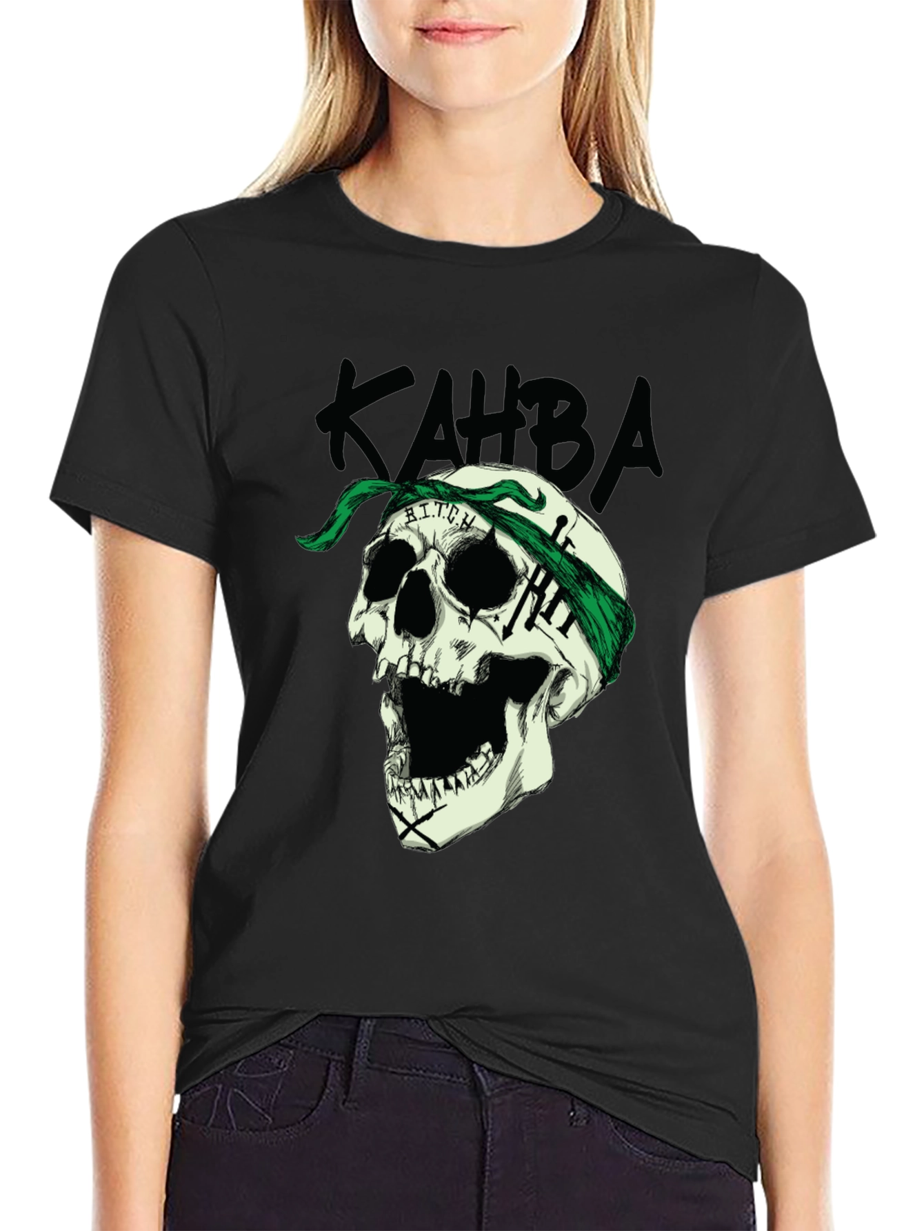 Black Skull Graphic Print Tee - Edgy Style view 2